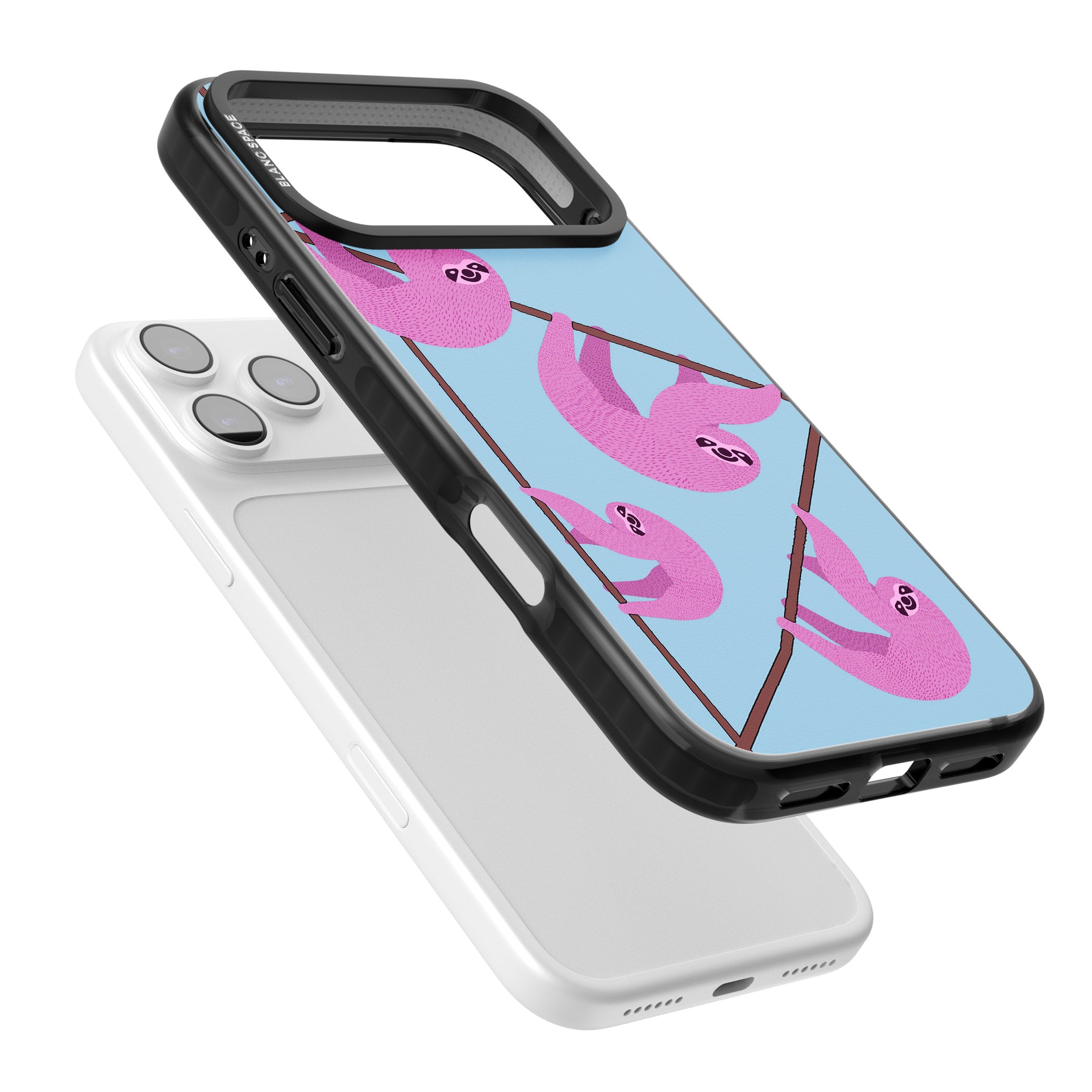 Pink Sloth iPhone 17 Pro Impact Black Phone Case Colours