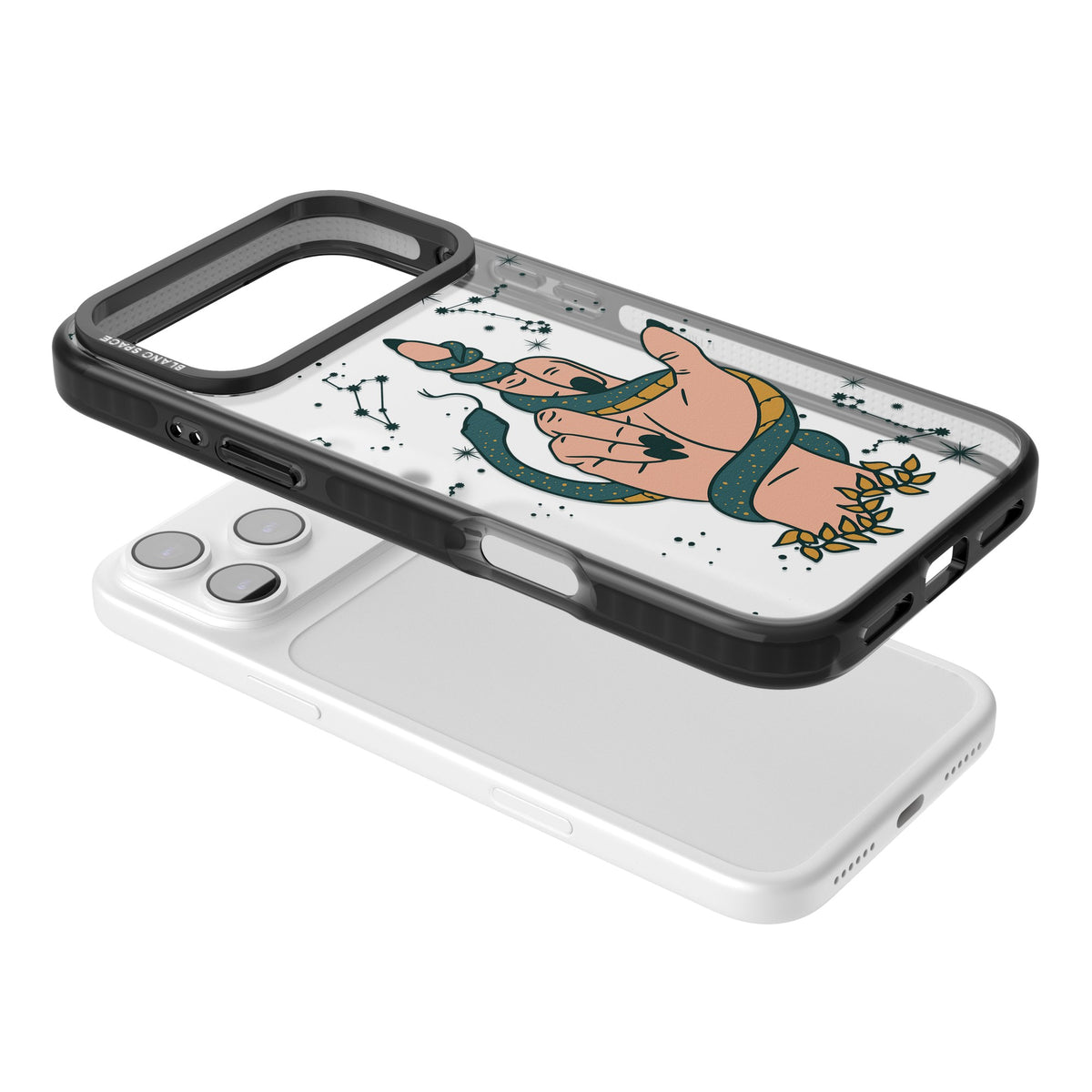 Snakes, Stars And Cynicism iPhone 17 Pro Max Impact Black Phone Case angled