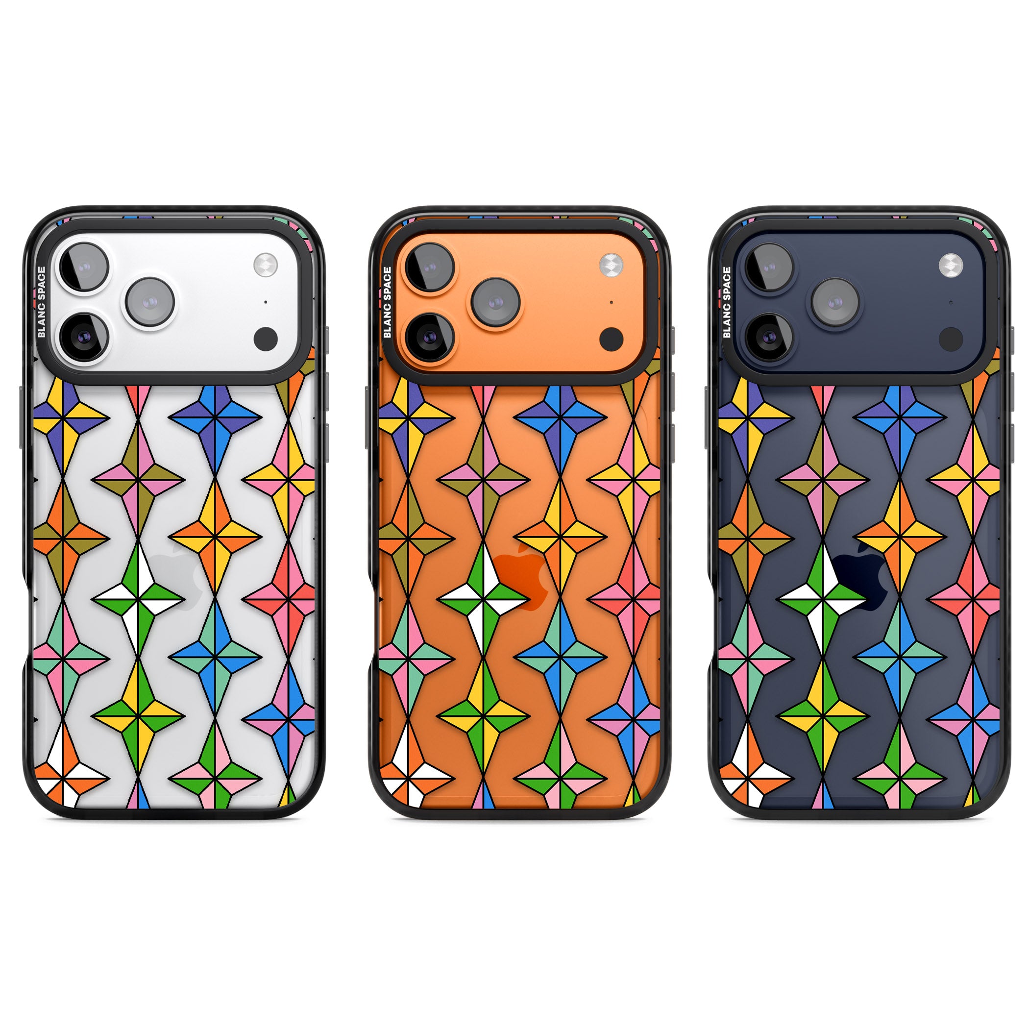Multi Colour Stars Pattern iPhone 17 Pro Impact Black Phone Case APT Impact Protection