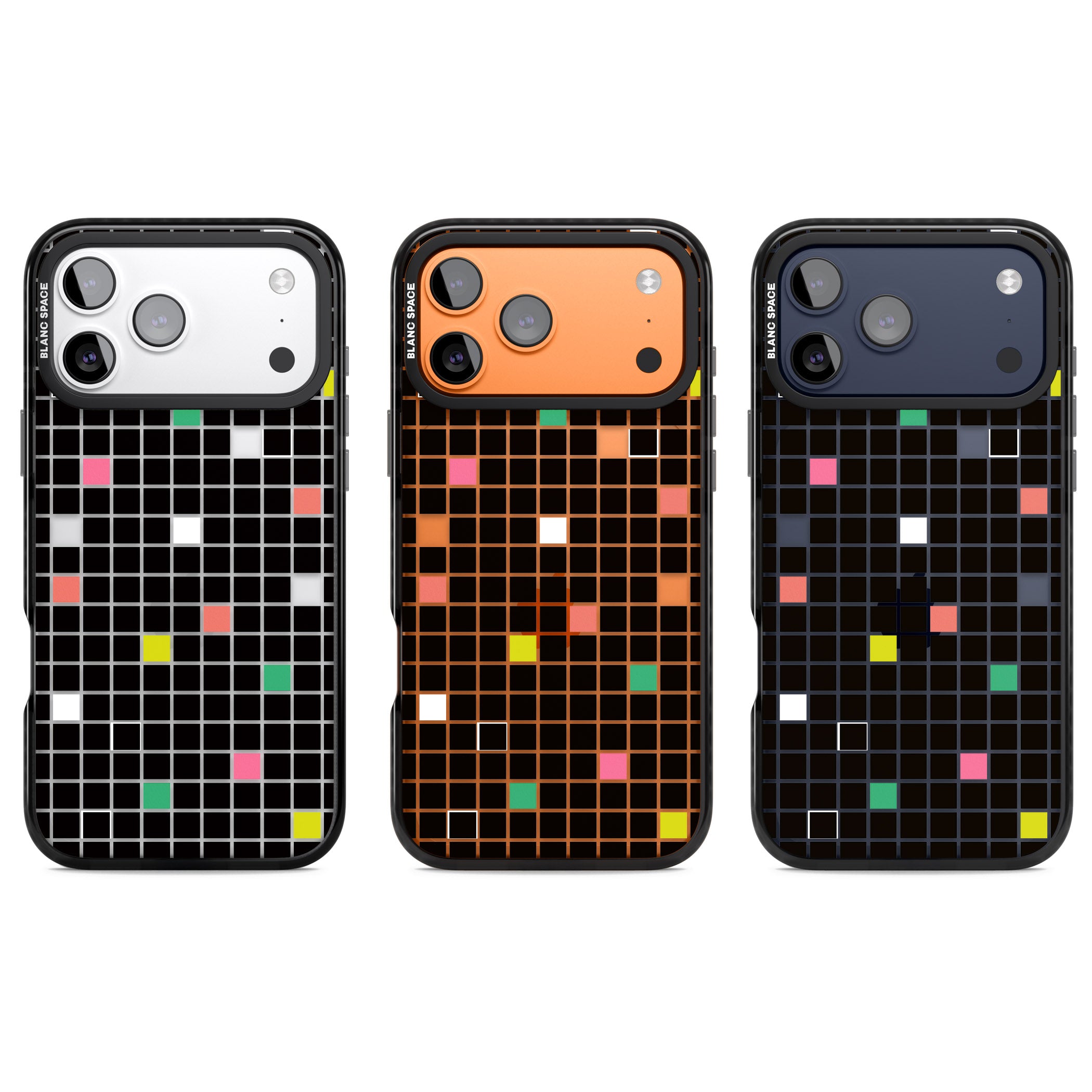 Vibrant Black Geometric Grid iPhone 17 Pro Impact Black Phone Case APT Impact Protection