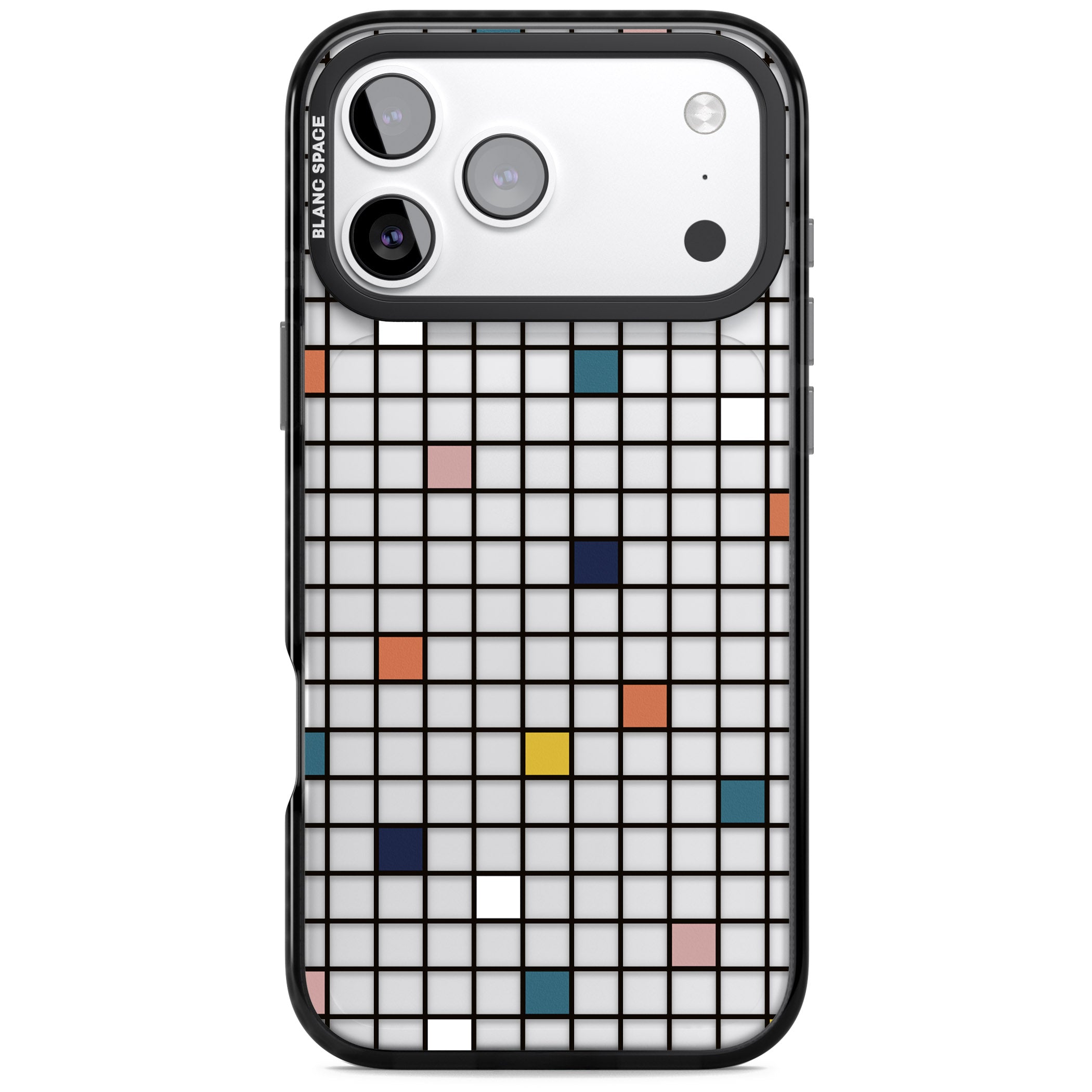 Earthtone Clear Geometric Grid iPhone 17 Pro Impact Black Phone Case