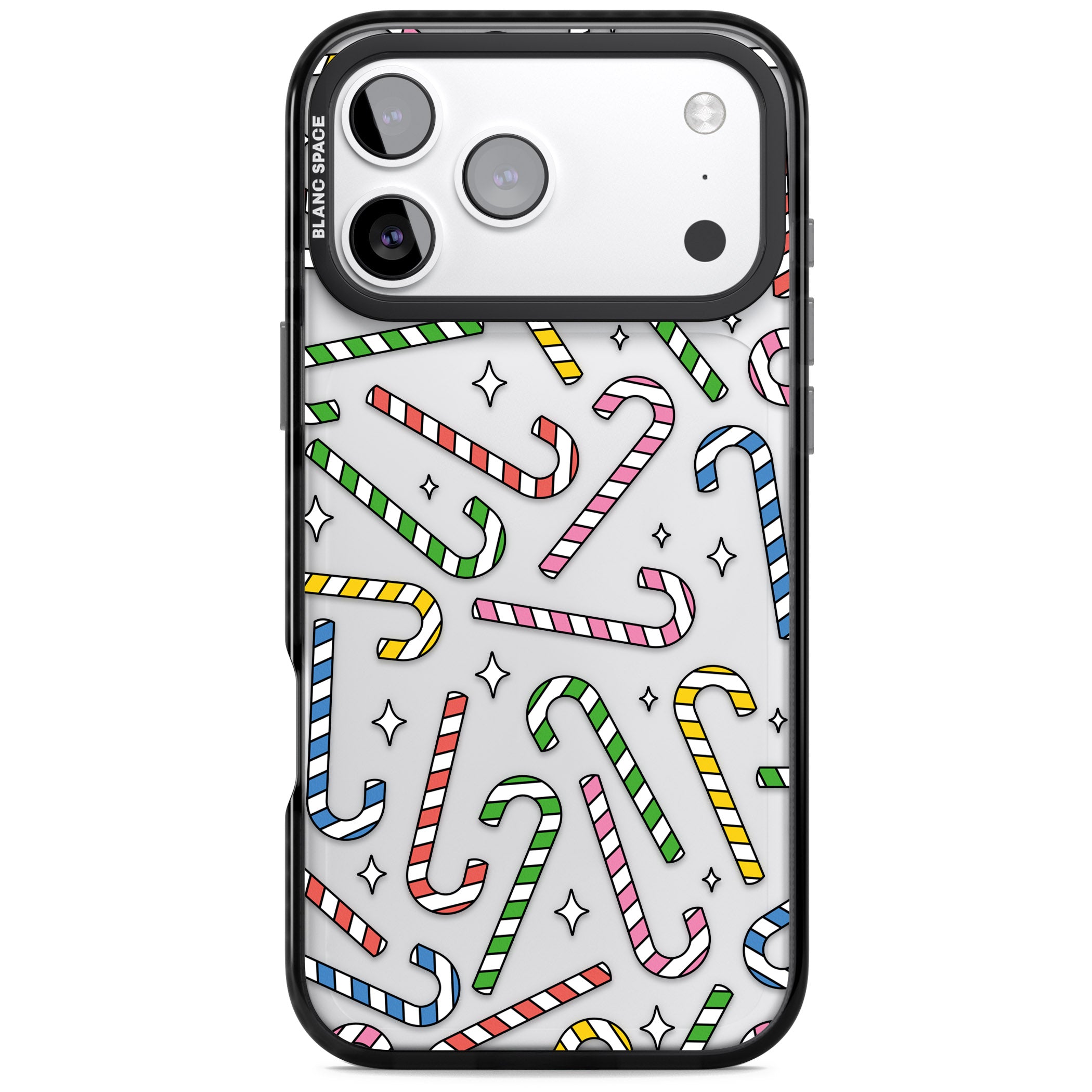 Colourful Stars & Candy Canes iPhone 17 Pro Impact Black Phone Case