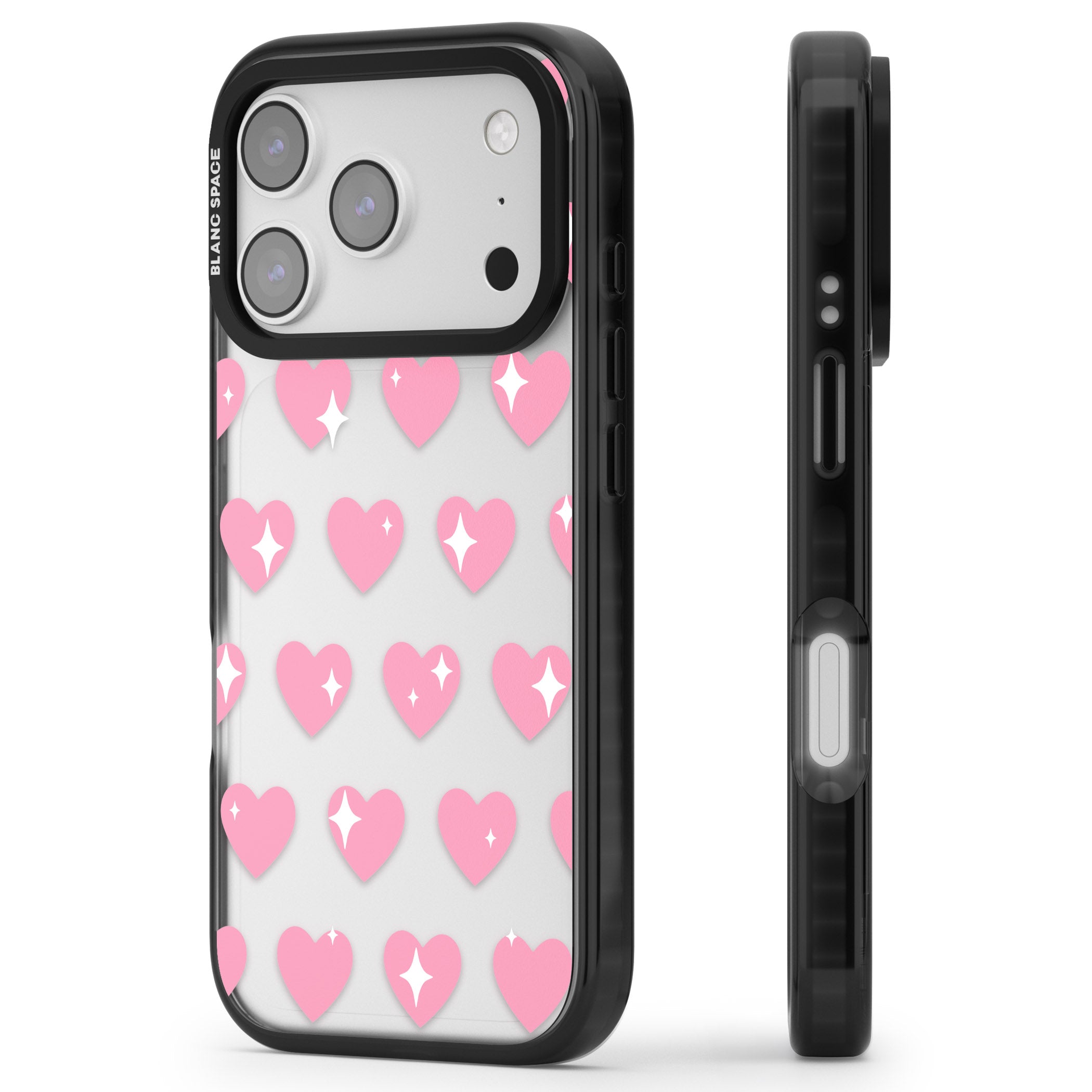Sweet Hearts iPhone 17 Pro Impact Black Phone Case Side Profile