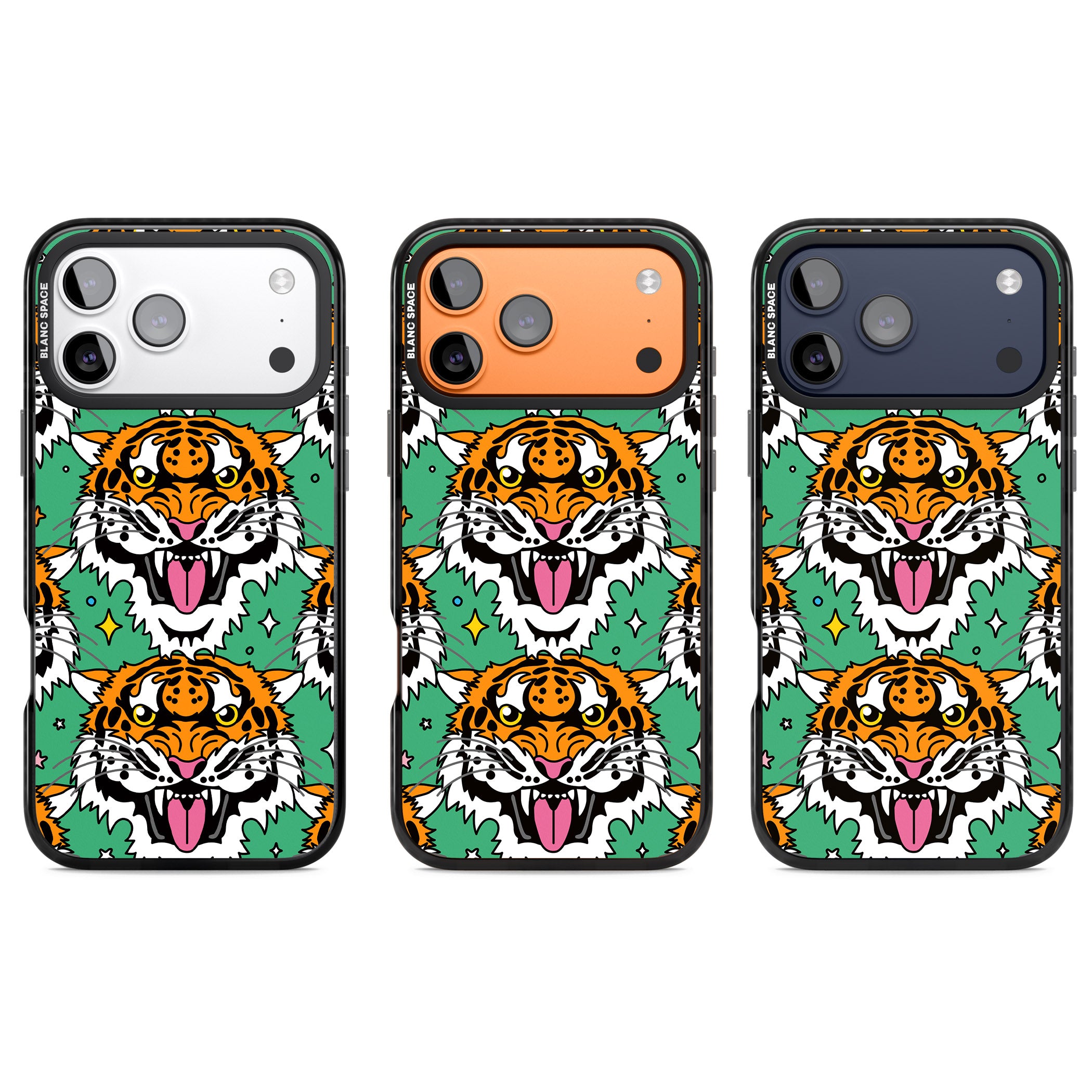 Fierce Jungle Tigers (Green) iPhone 17 Pro Impact Black Phone Case APT Impact Protection