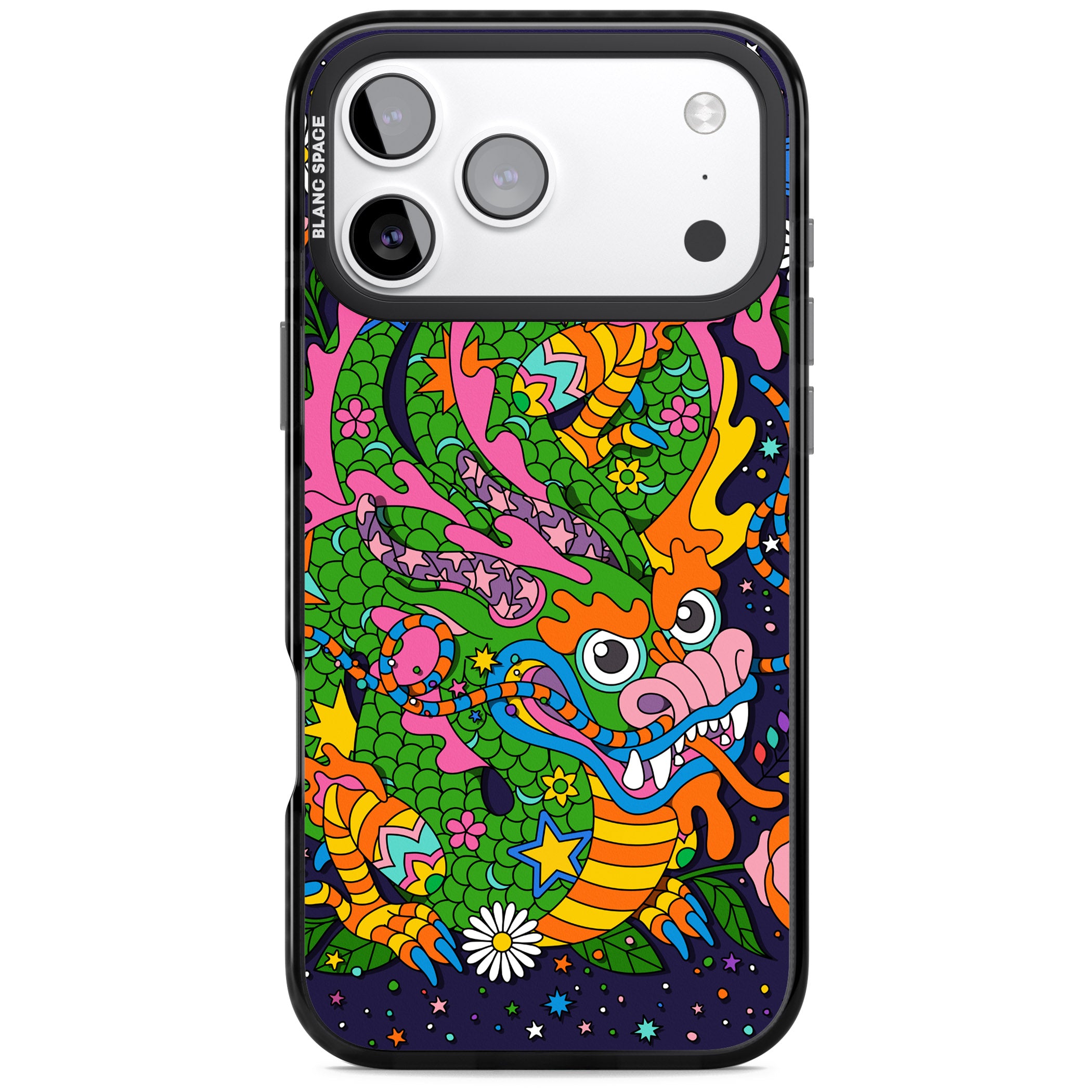 Psychedelic Jungle Dragon (Purple) iPhone 17 Pro Impact Black Phone Case