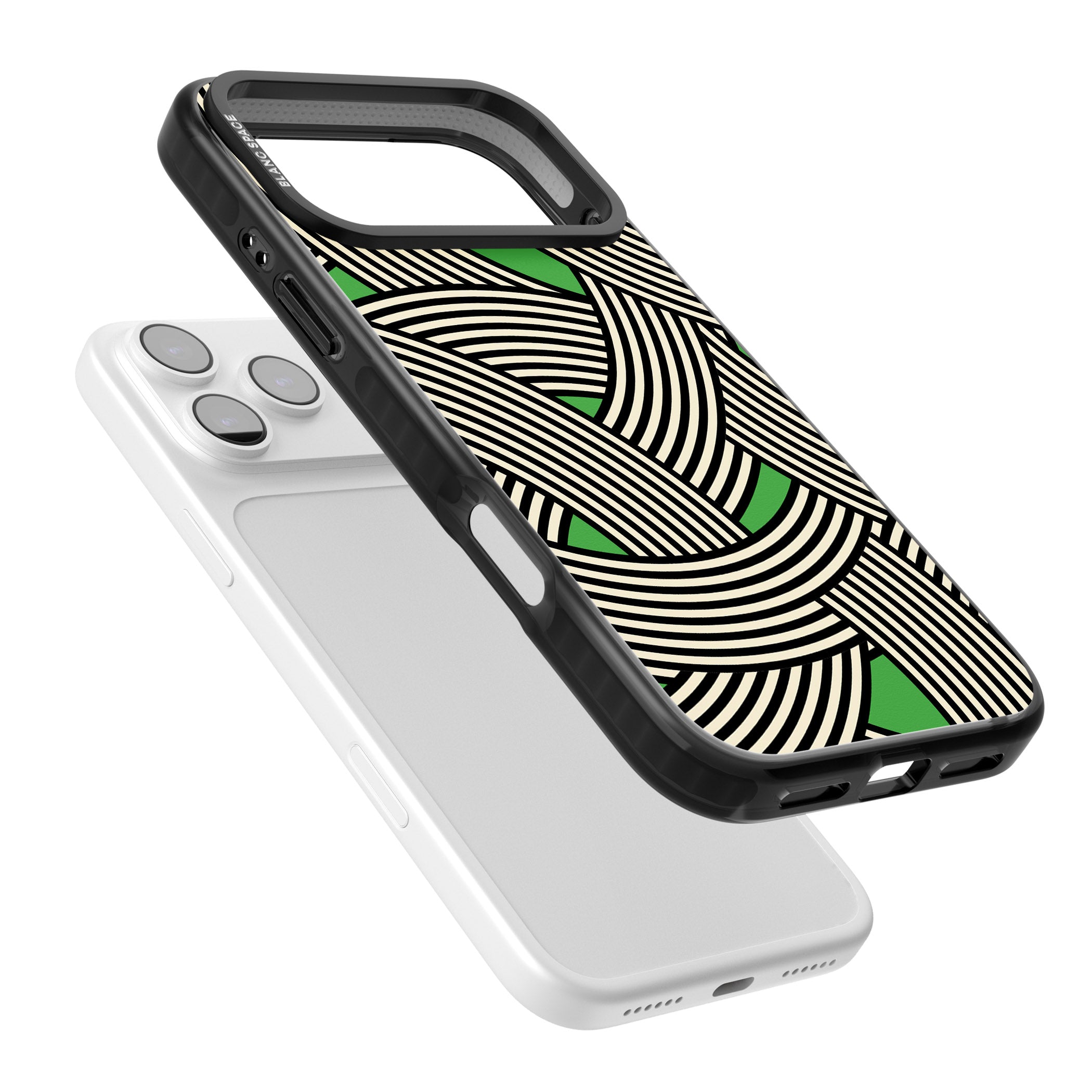 Green Optic Waves iPhone 17 Pro Impact Black Phone Case Colours