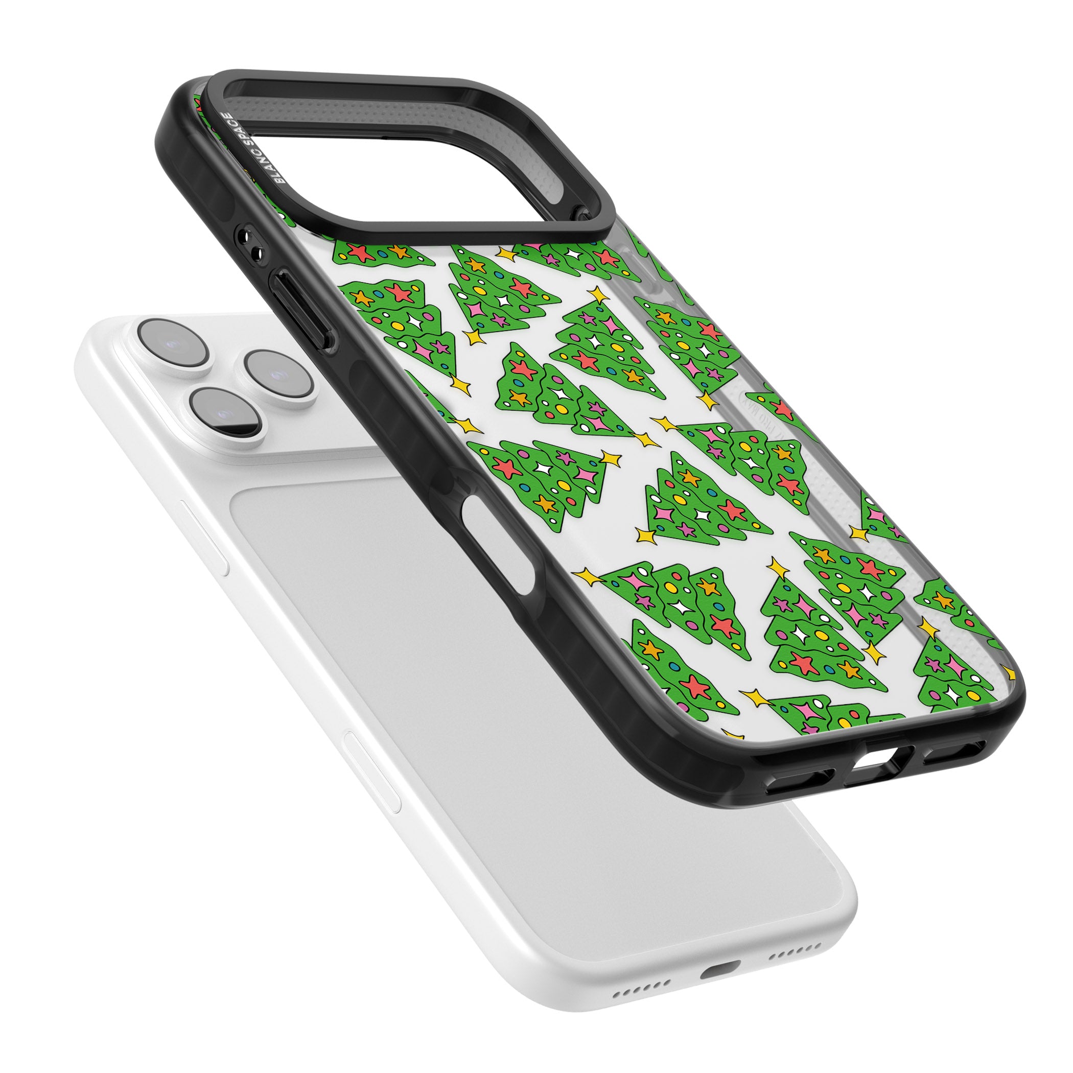 Christmas Tree Pattern iPhone 17 Pro Impact Black Phone Case Colours