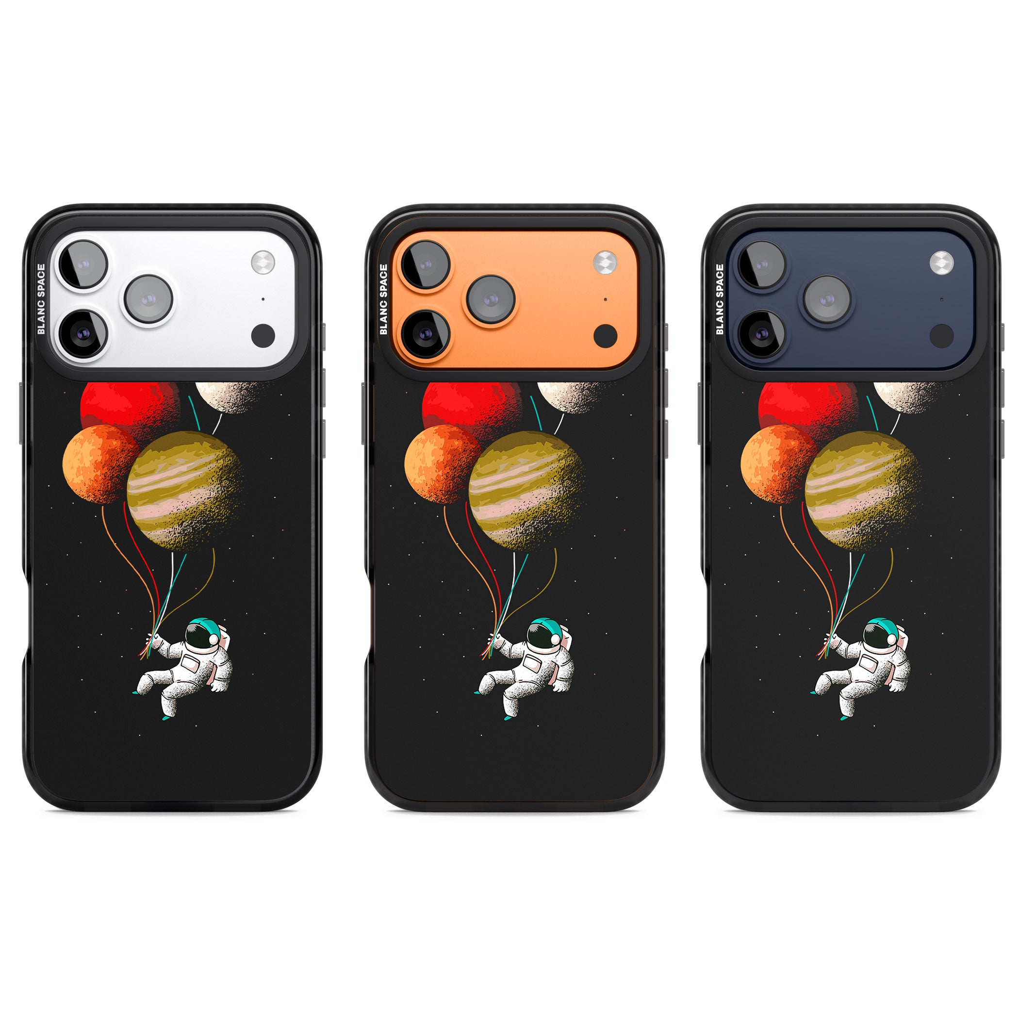 Astronaut Balloon Planets iPhone 17 Pro Impact Black Phone Case APT Impact Protection