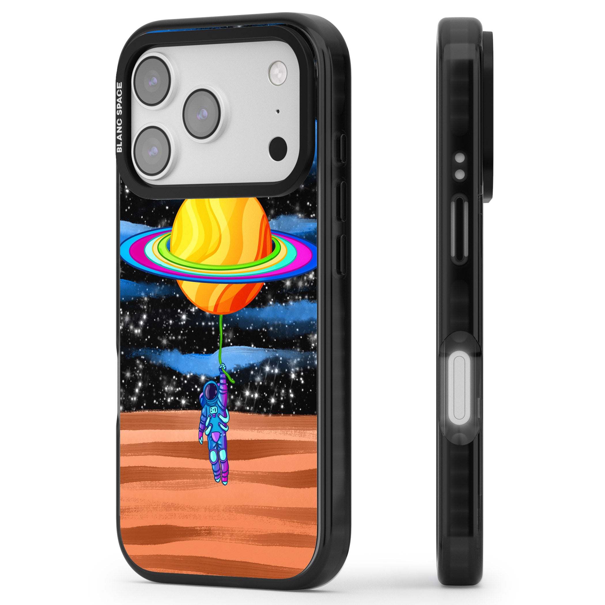 World On Helium iPhone 17 Pro Impact Black Phone Case Side Profile