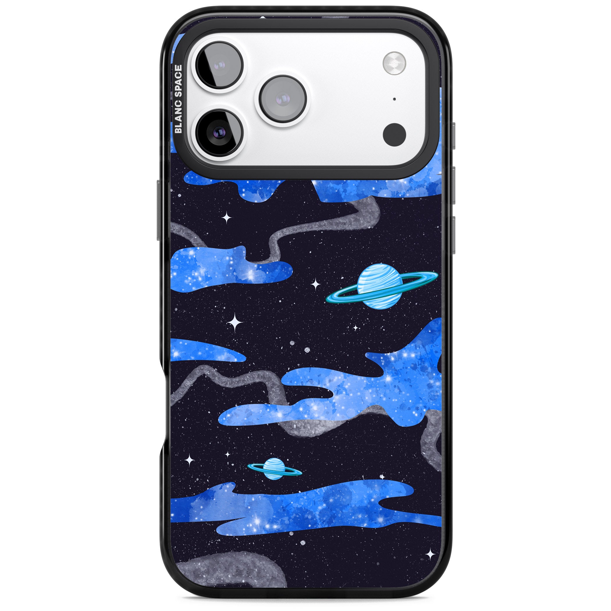 Blue Galaxy iPhone 17 Pro Impact Black Phone Case