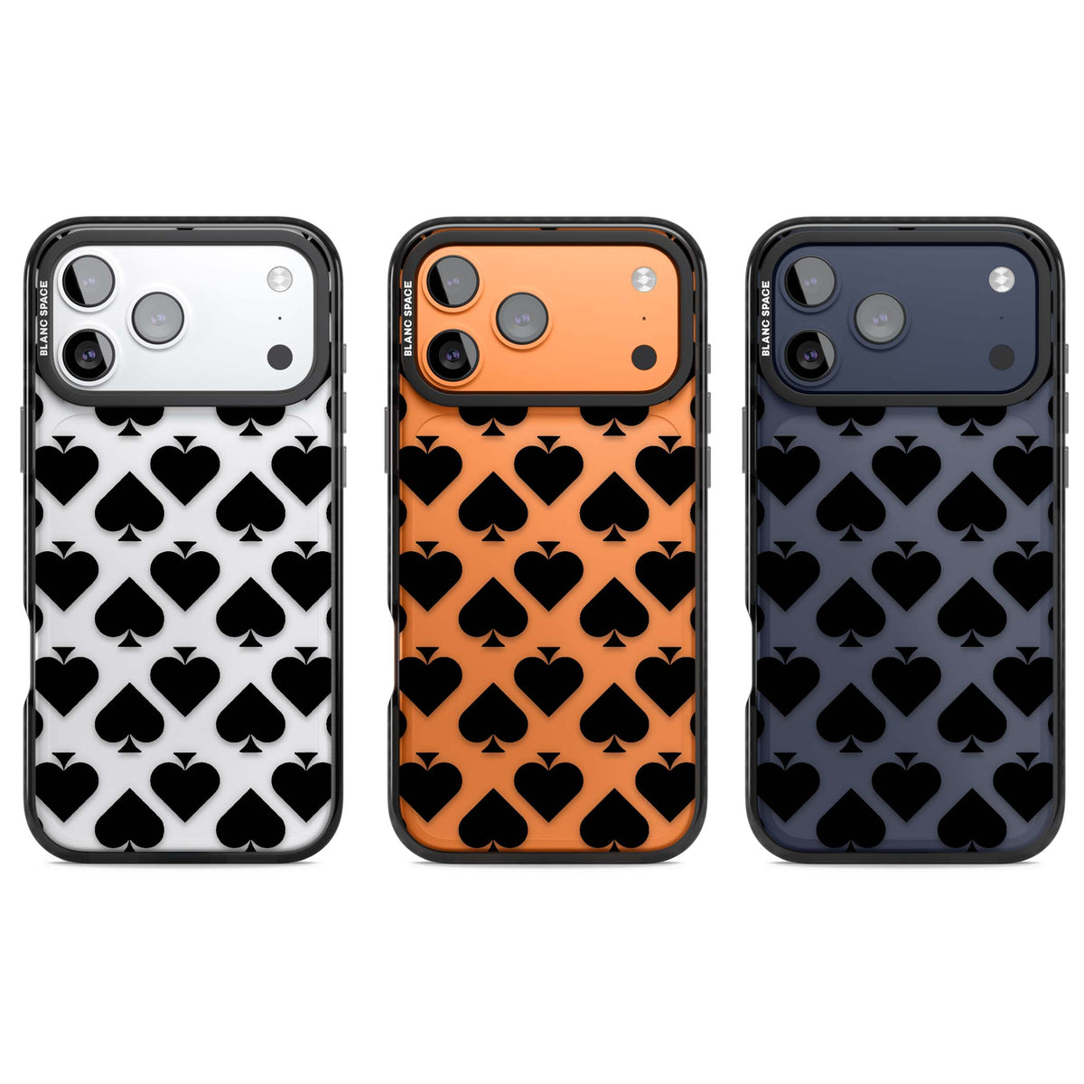 Black Spades minimal iPhone case | Clear Impact case for iPhone 17 Pro, iPhone 17 Pro Max