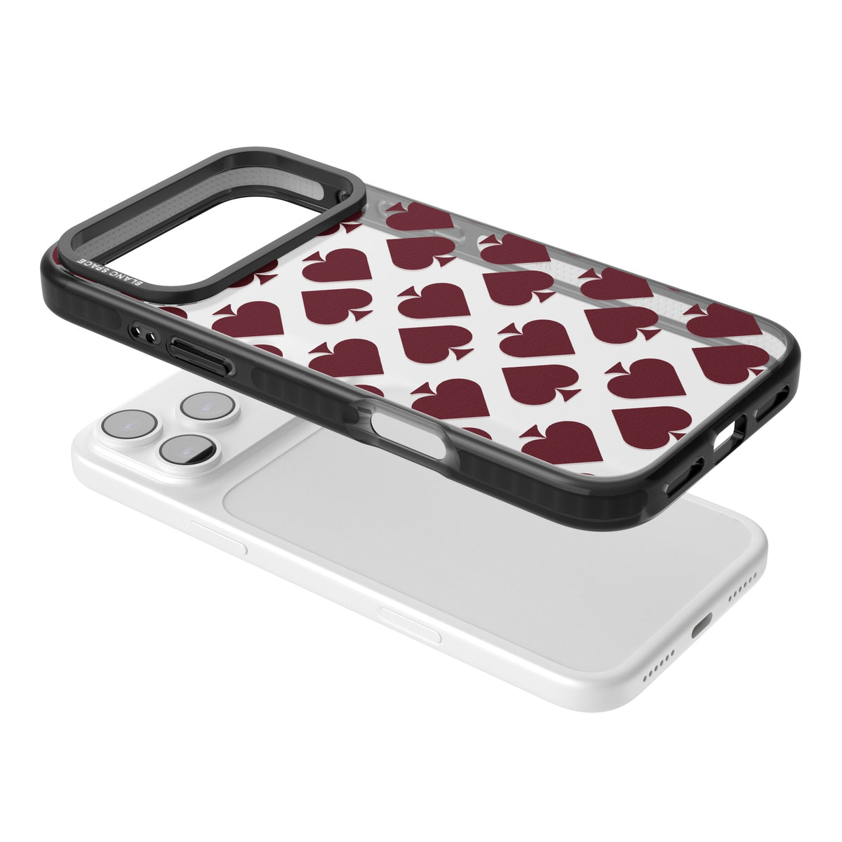 Burgundy Suits iPhone 17 Pro Max Impact Black Phone Case angled