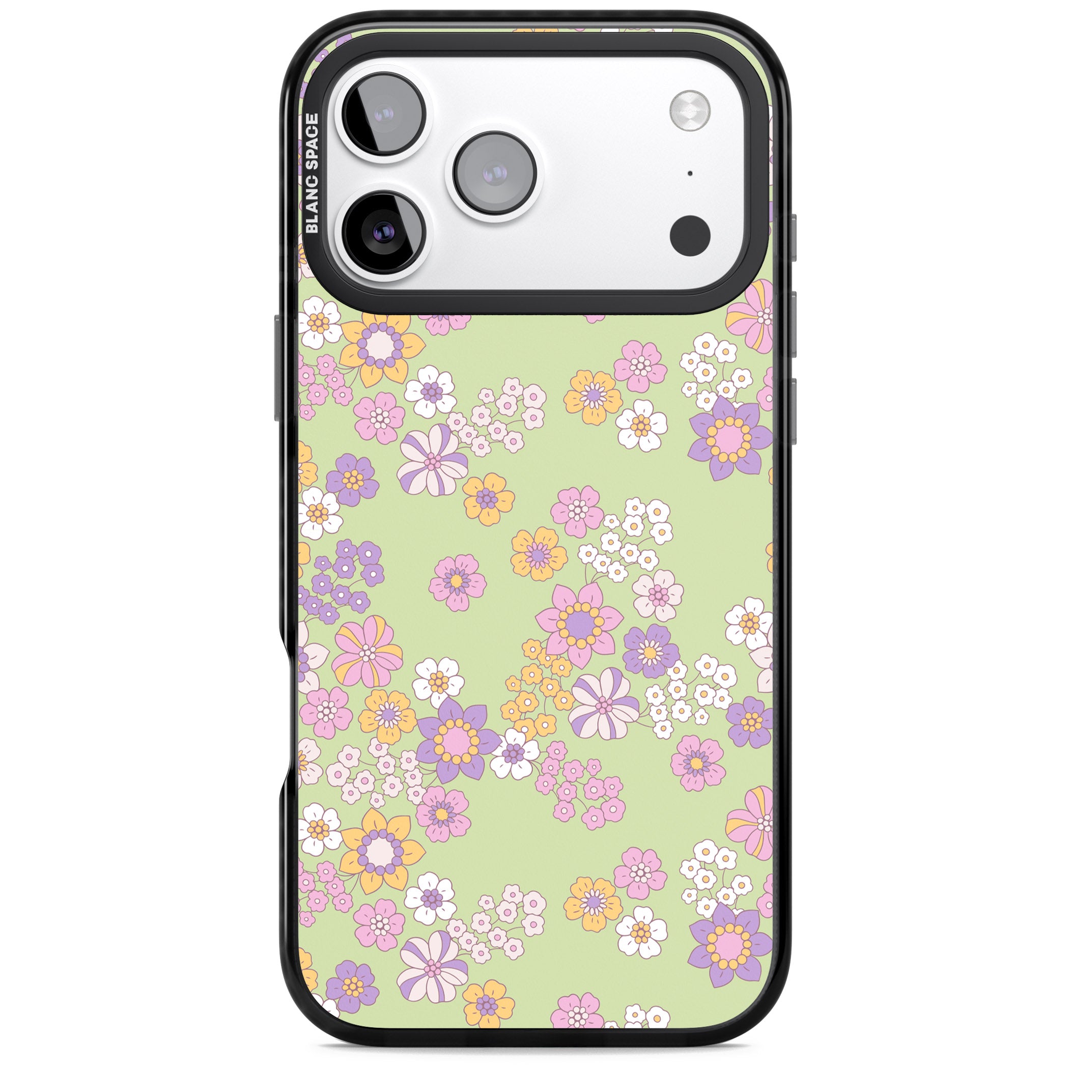 Grass Green Flowers iPhone 17 Pro Impact Black Phone Case