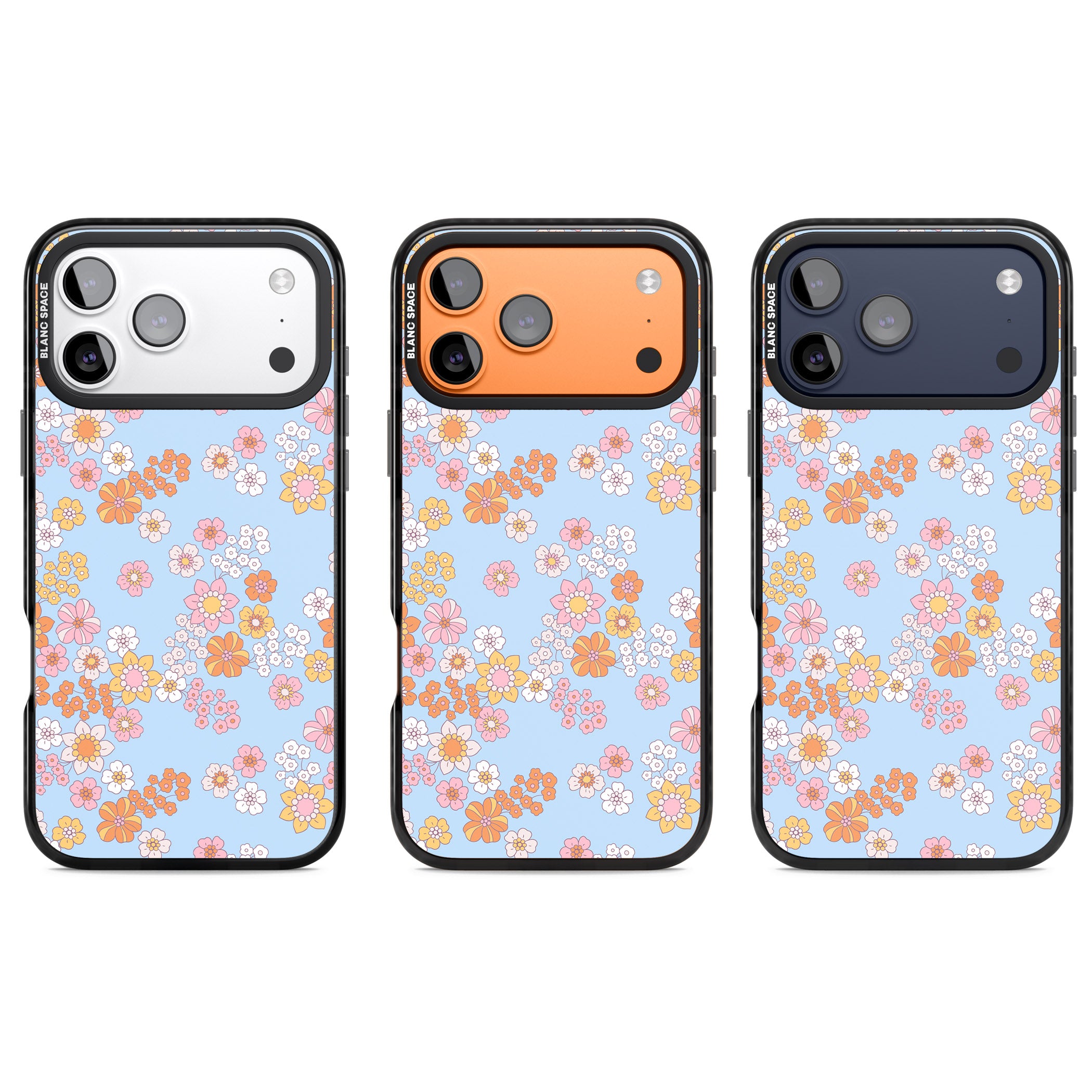 Lake Blue Flower Mix iPhone 17 Pro Impact Black Phone Case APT Impact Protection