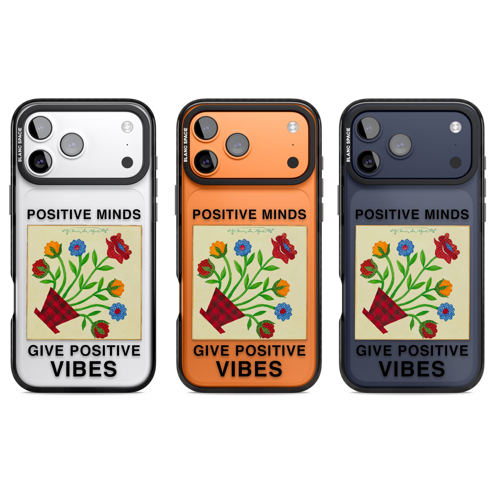 Positive Minds Give Positive Vibes iPhone 17 Pro Impact Black Phone Case APT Impact Protection
