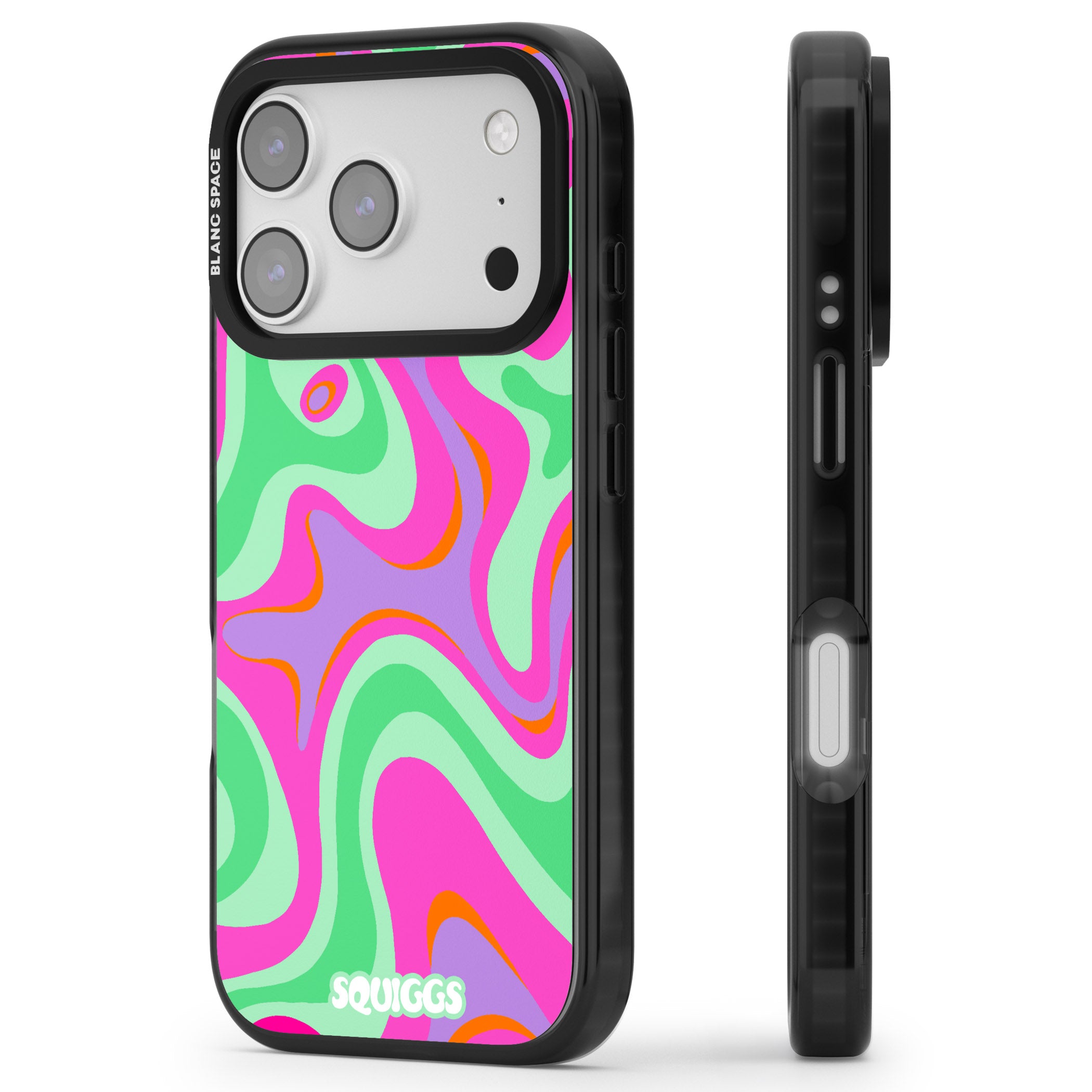Pink Lava iPhone 17 Pro Impact Black Phone Case Side Profile