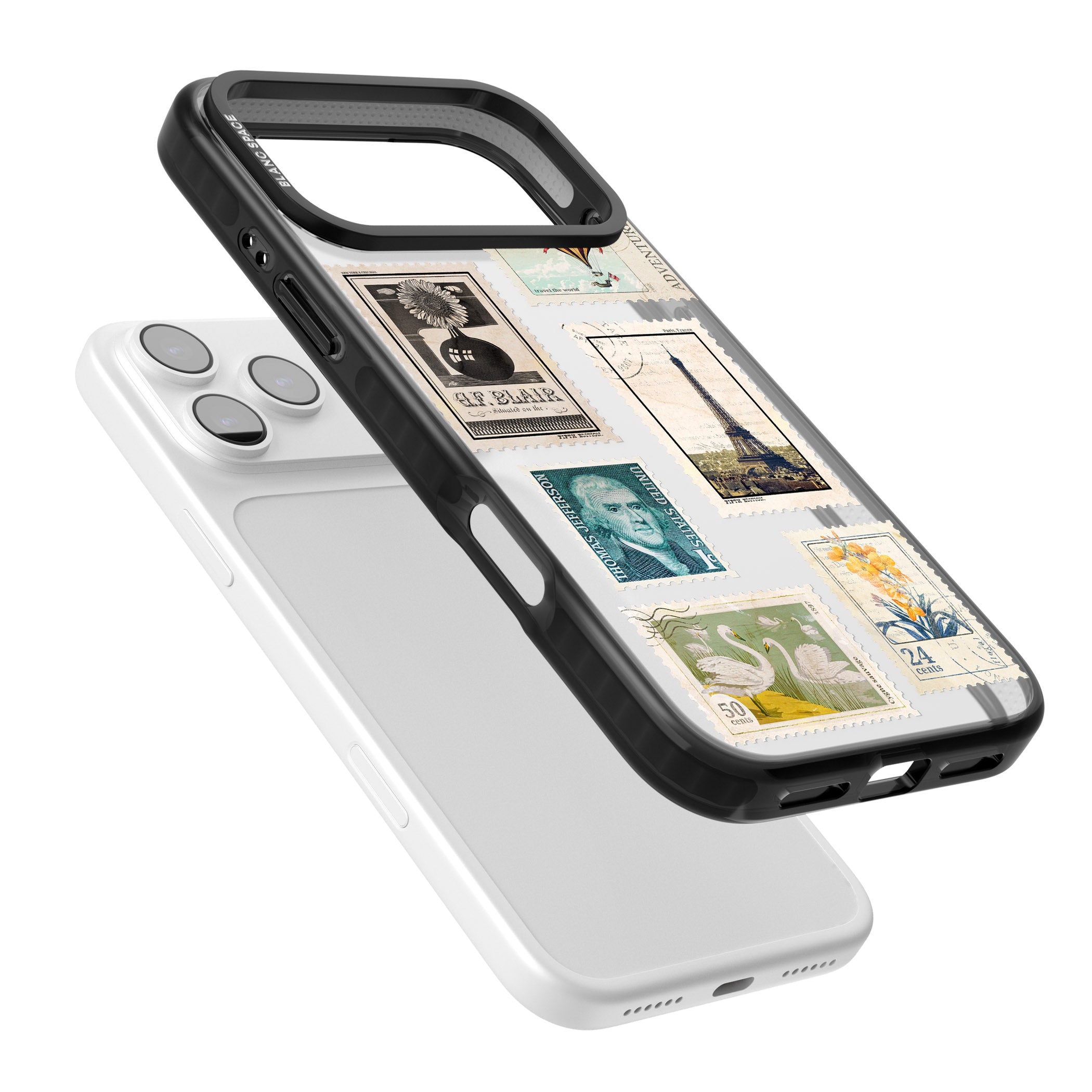 Vintage Stamps iPhone 17 Pro Impact Black Phone Case Colours