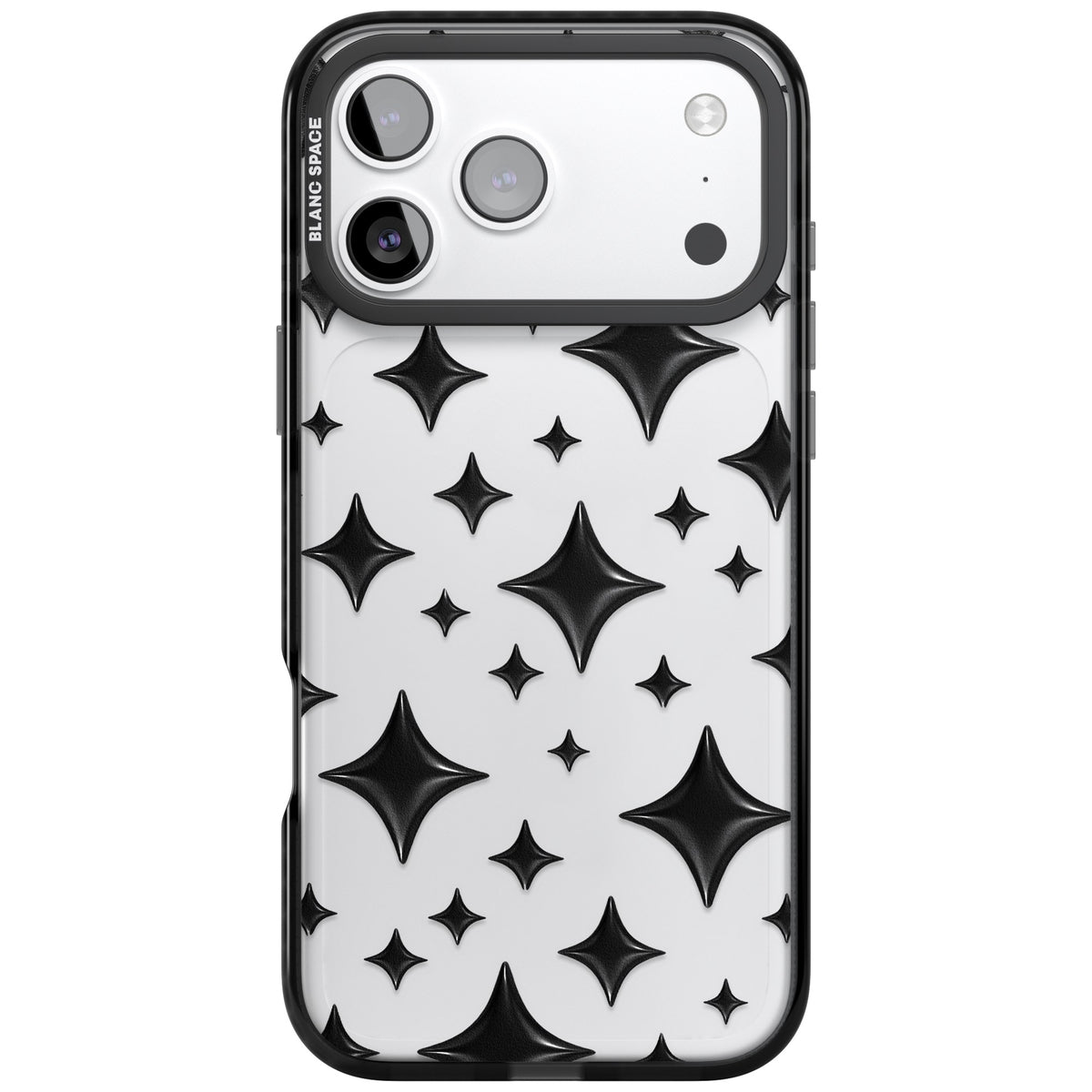 Black Puff Sparkle Pattern iPhone 17 Pro Max Impact Black Phone Case front