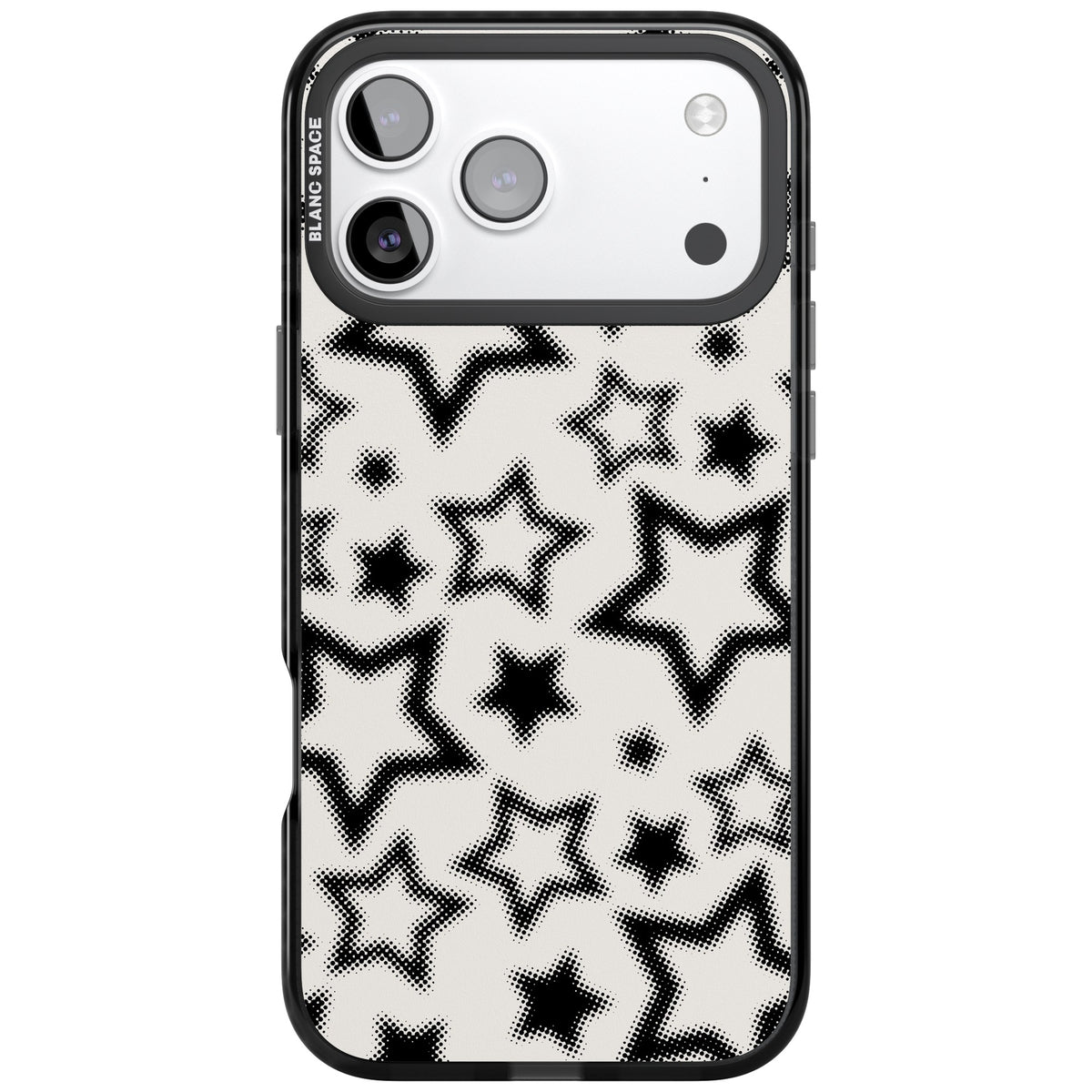Black Halftone Stars iPhone 17 Pro Max Impact Black Phone Case front
