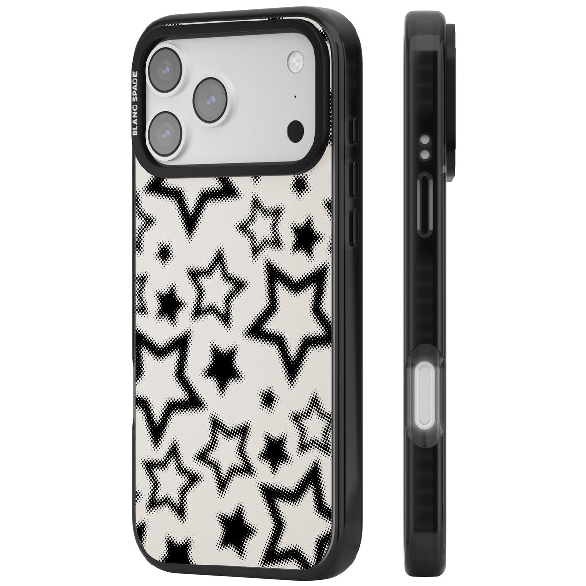 Black Halftone Stars iPhone 17 Pro Max Impact Black Phone Case side
