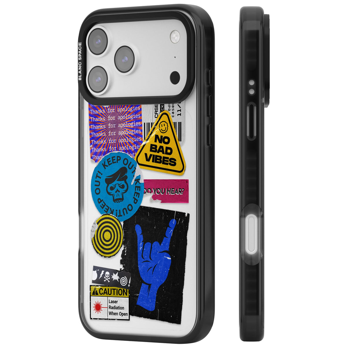 No Bad Vibes Sticker Mix iPhone 17 Pro Max Impact Black Phone Case side