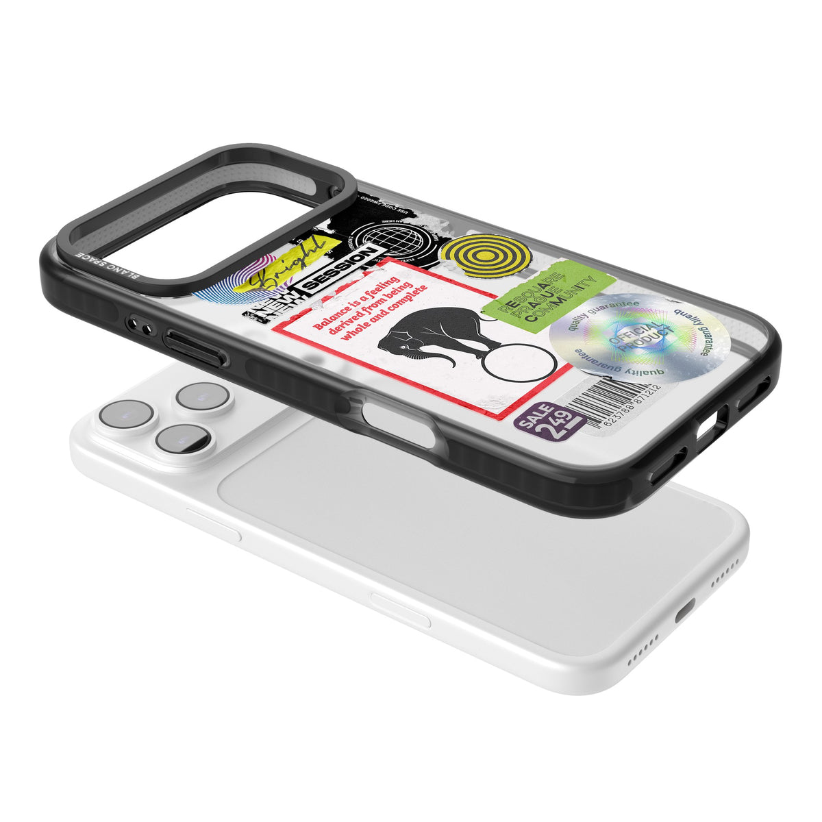 Analog Stickers iPhone 17 Pro Max Impact Black Phone Case angled