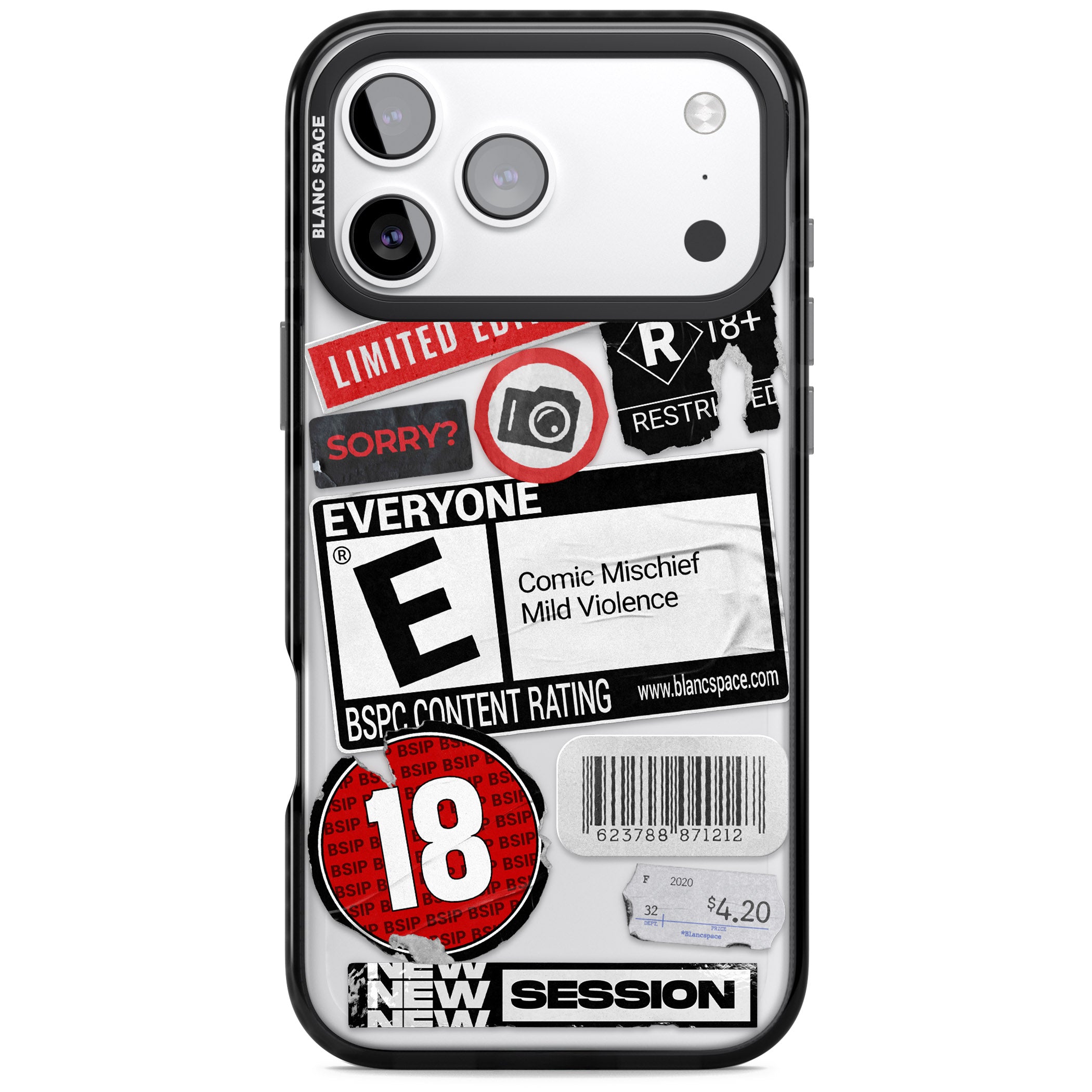 Rated 18+ Sticker Mix iPhone 17 Pro Impact Black Phone Case