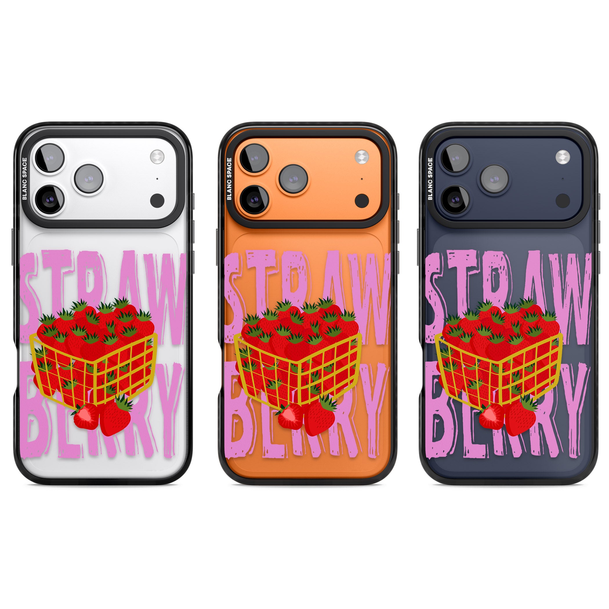 Strawberry Basket iPhone 17 Pro Impact Black Phone Case APT Impact Protection