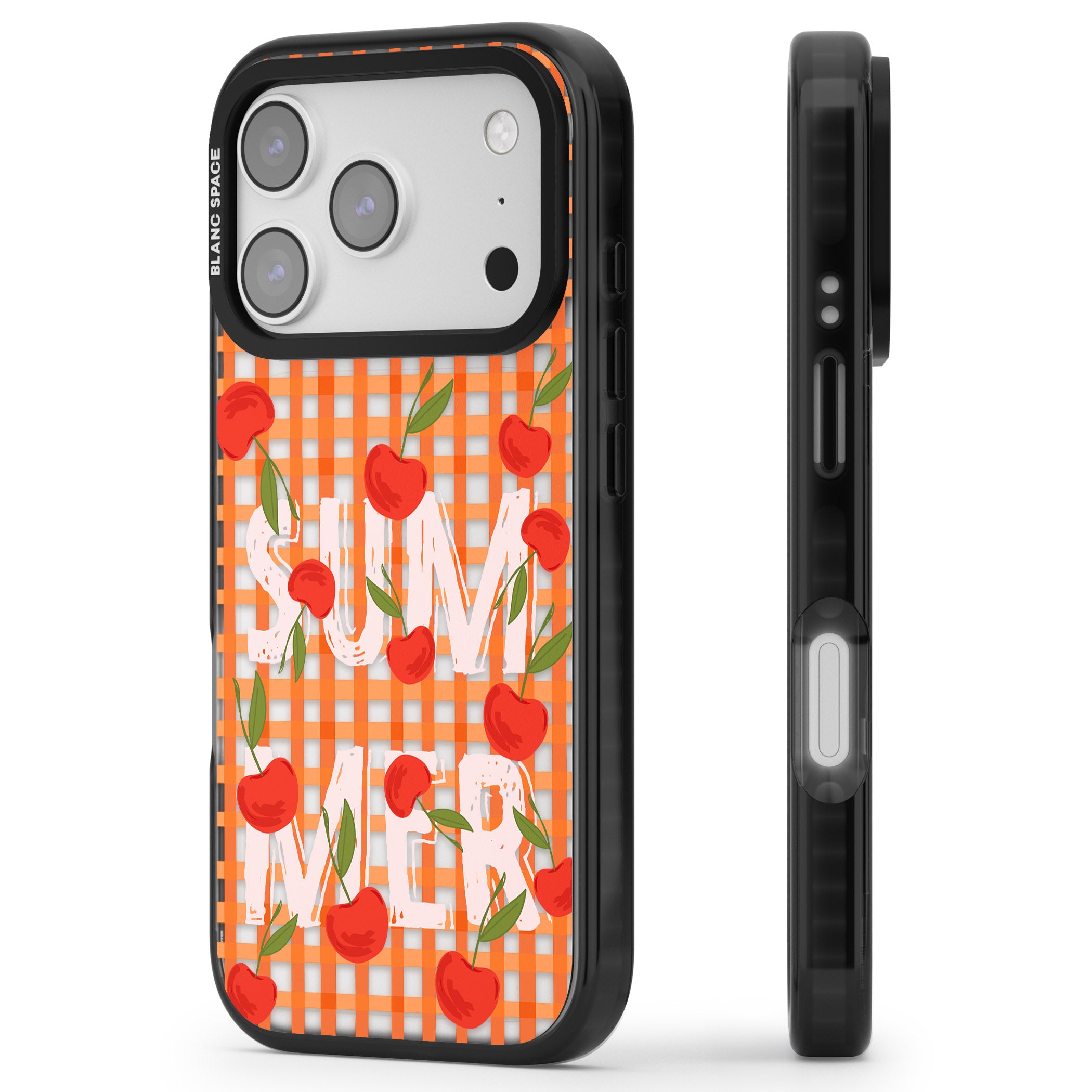 Summer Tomatoes iPhone 17 Pro Impact Black Phone Case Side Profile