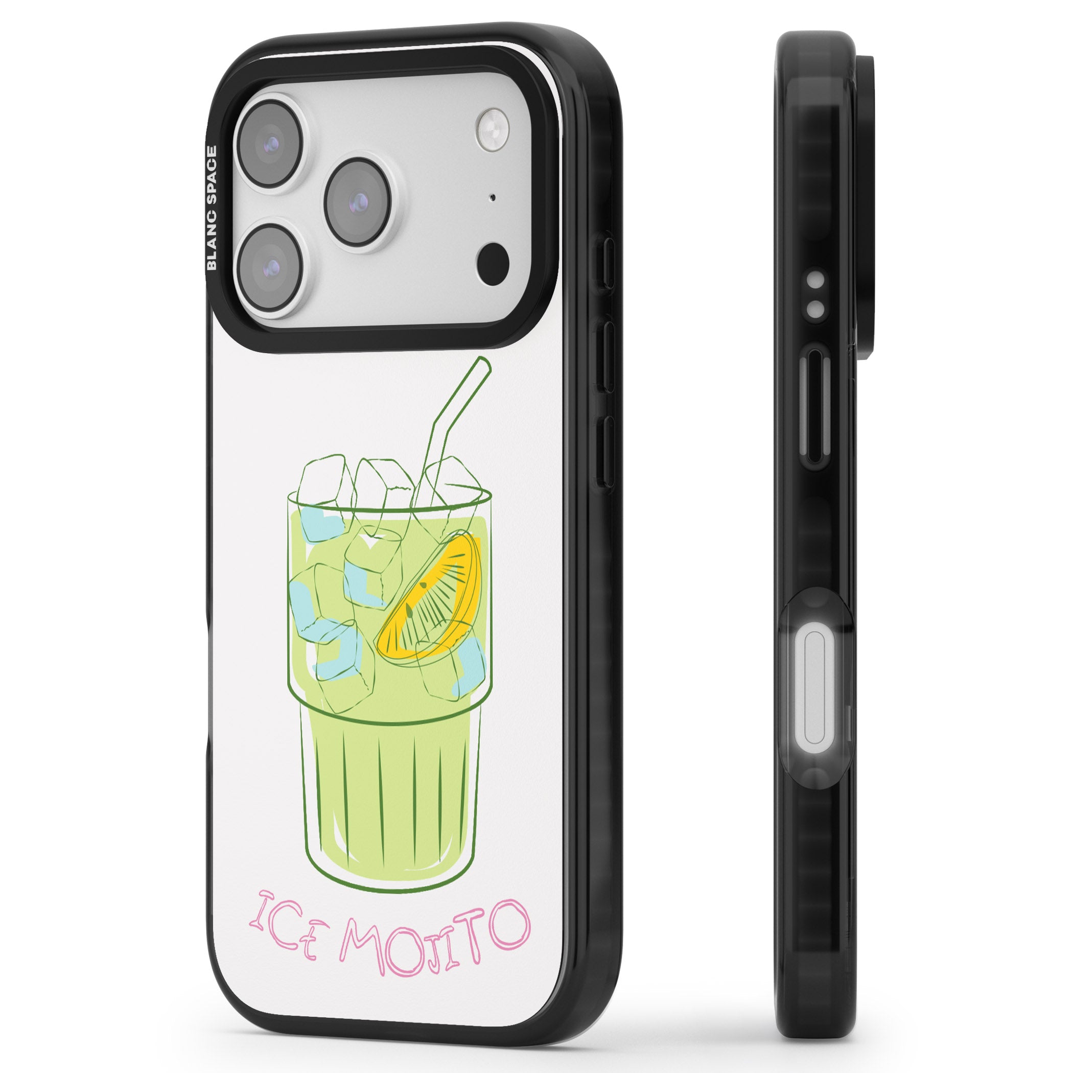 Ice Mojito iPhone 17 Pro Impact Black Phone Case Side Profile