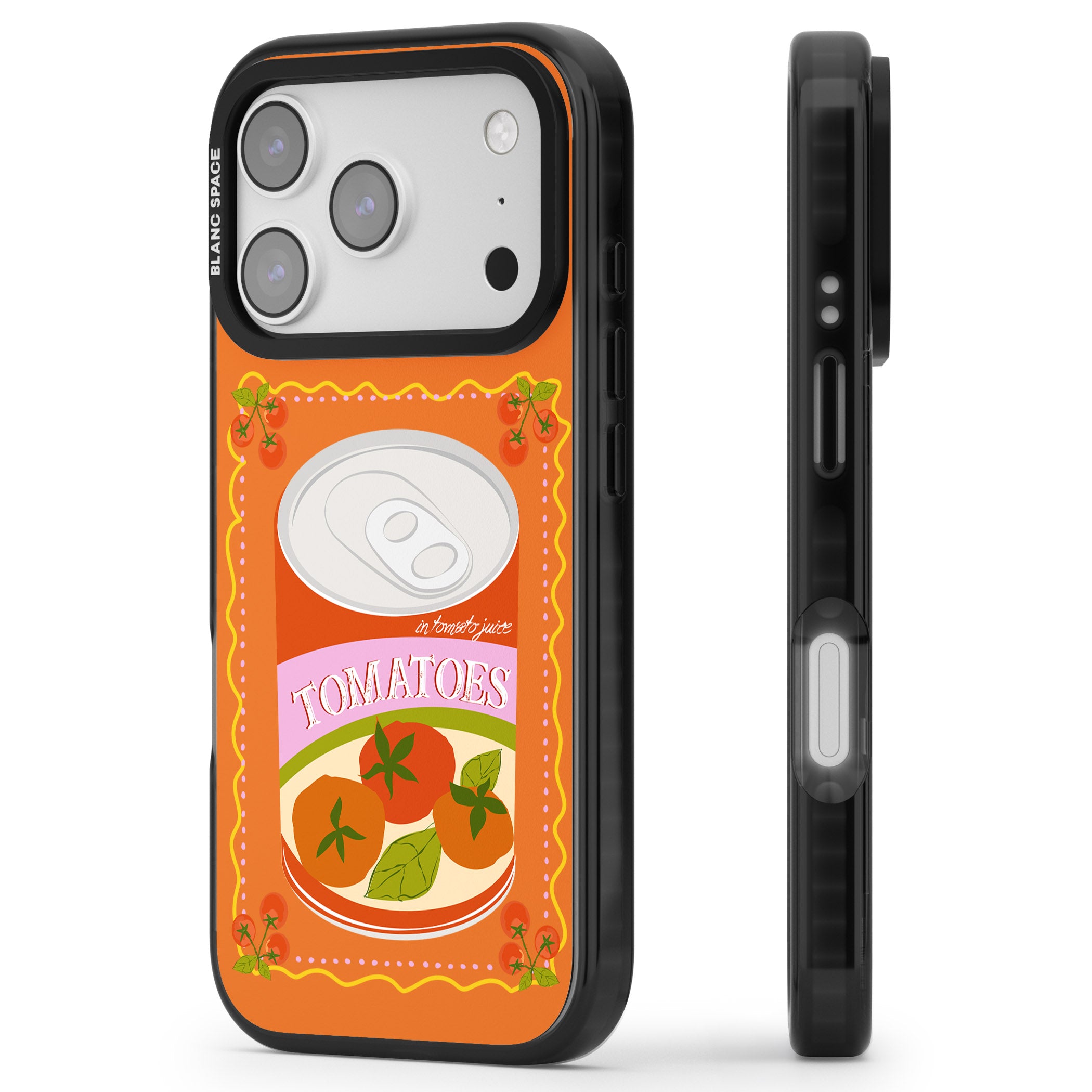 Tomato Soup Can iPhone 17 Pro Impact Black Phone Case Side Profile