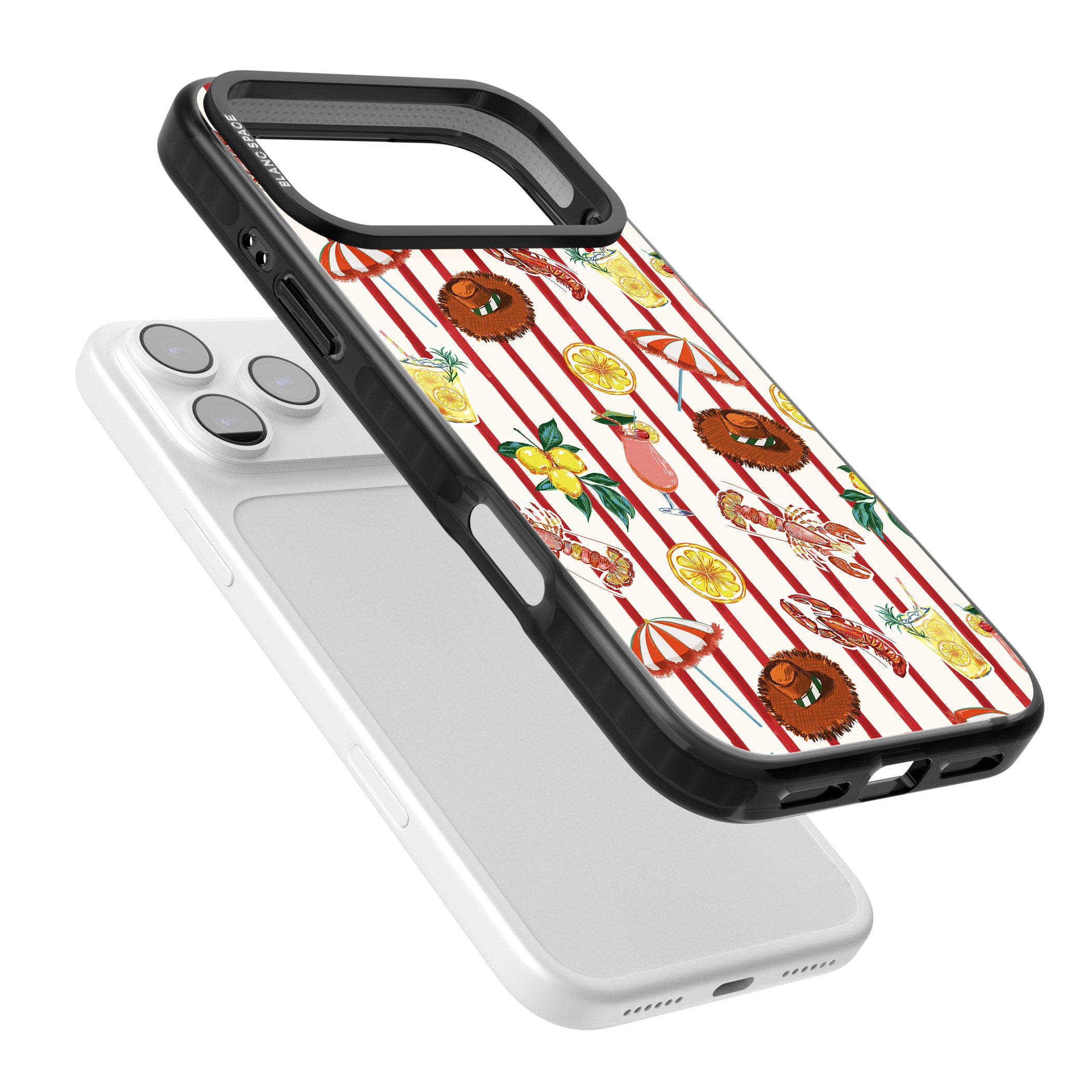 Italian Beach Pattern iPhone 17 Pro Impact Black Phone Case Colours