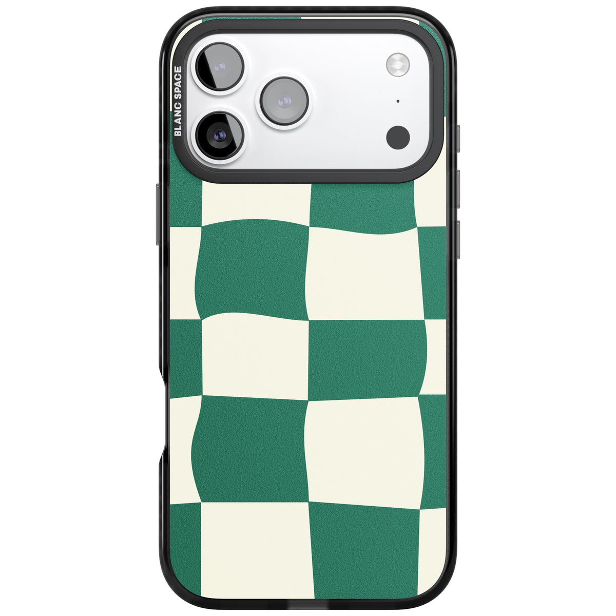 Matcha Wavy Check iPhone 17 Pro Max Impact Black Phone Case front