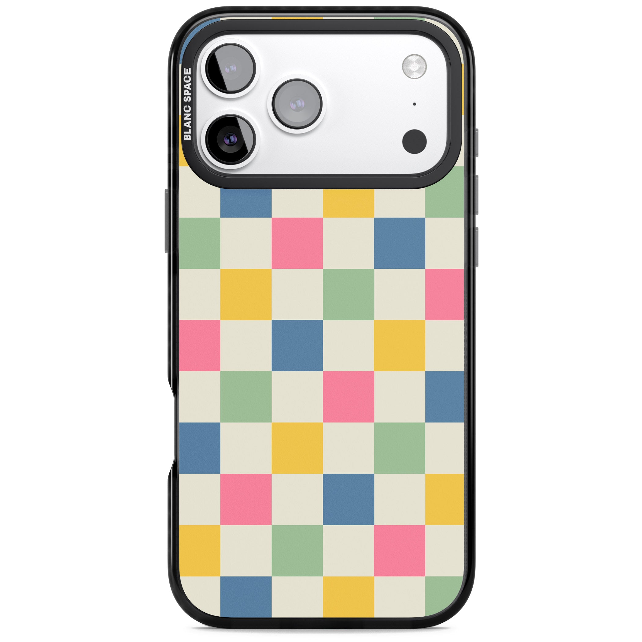 Pastel Multicolor Checkered iPhone 17 Pro Impact Black Phone Case