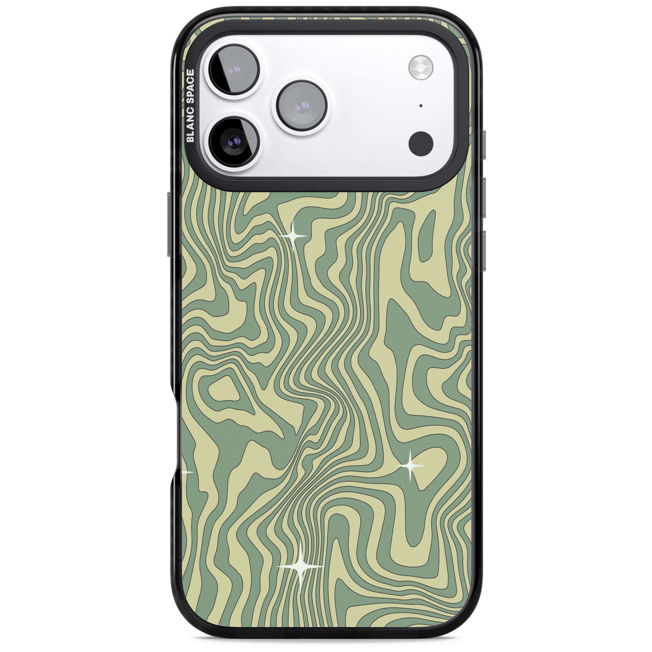 Green Abstract Wave iPhone 17 Pro Impact Black Phone Case