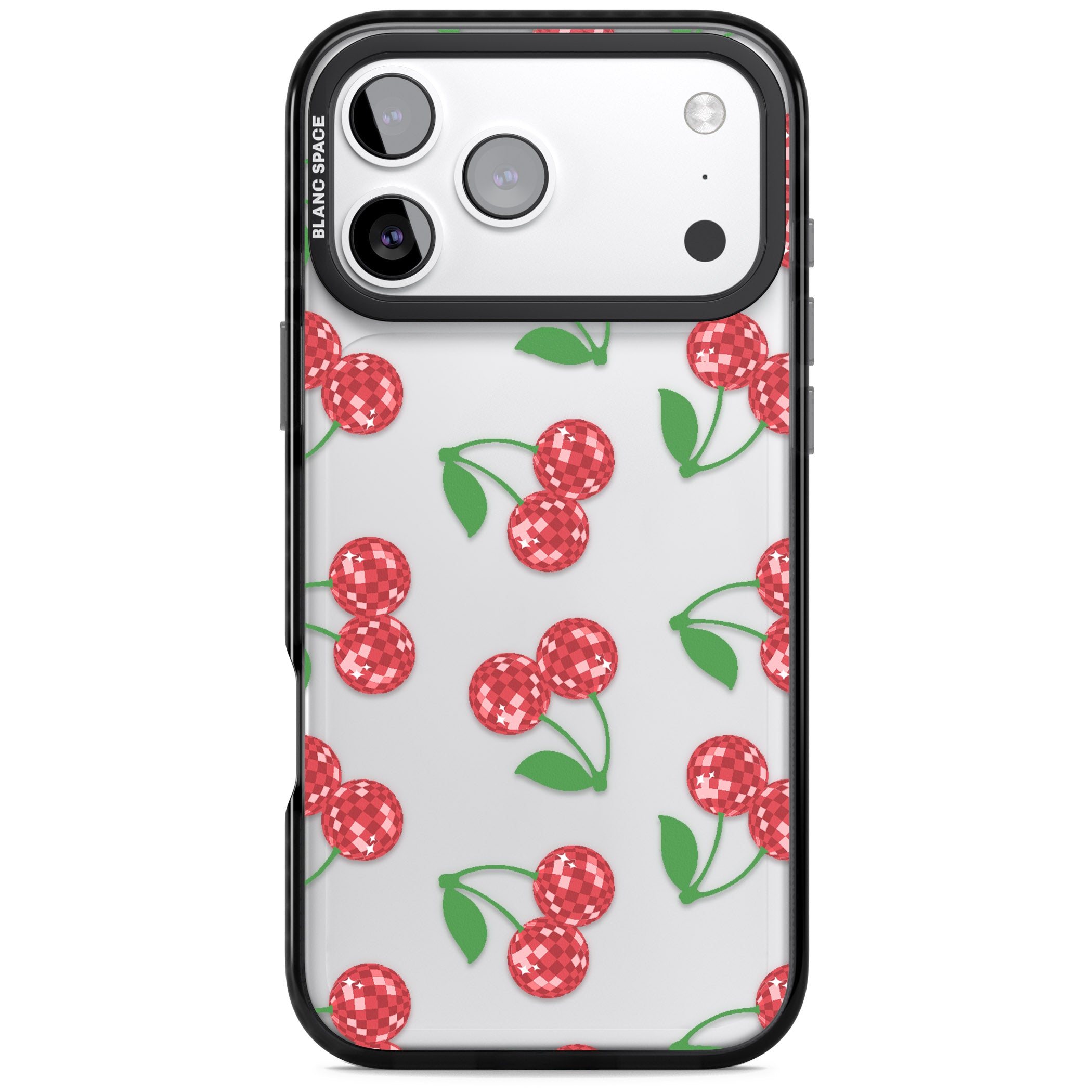 Disco Cherry Pattern iPhone 17 Pro Impact Black Phone Case