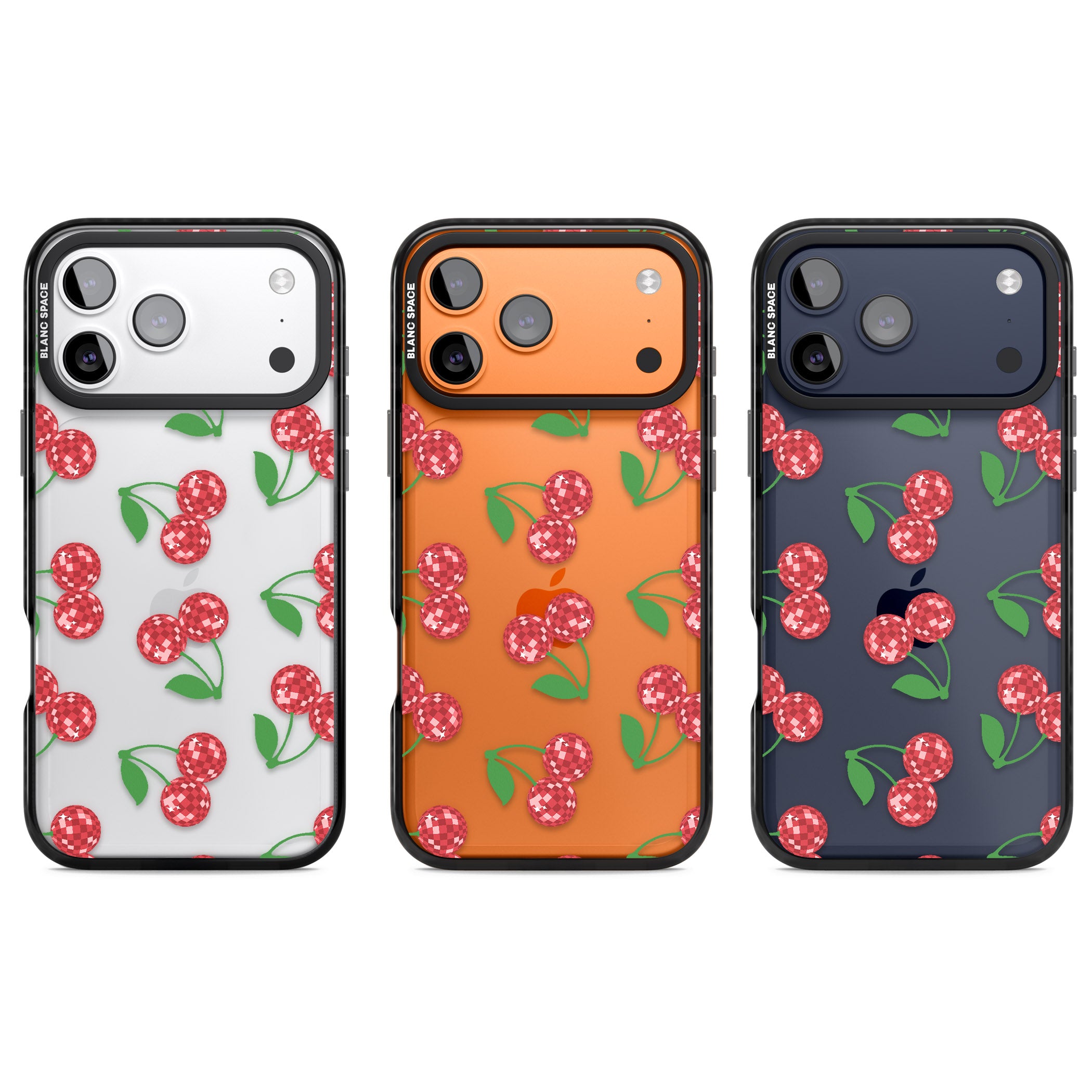 Disco Cherry Pattern iPhone 17 Pro Impact Black Phone Case APT Impact Protection