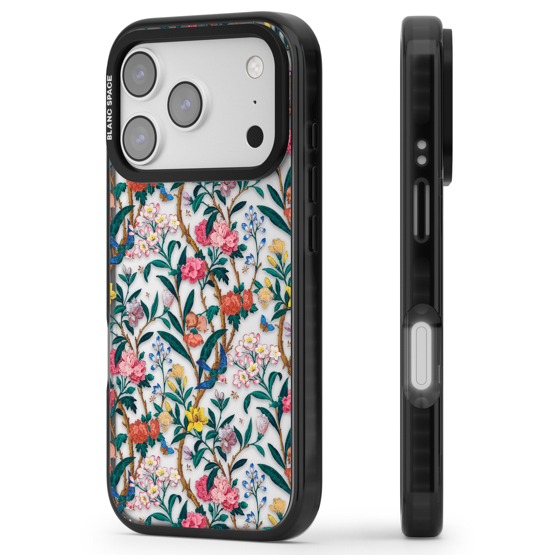 Vines & Flowers iPhone 17 Pro Impact Black Phone Case Side Profile