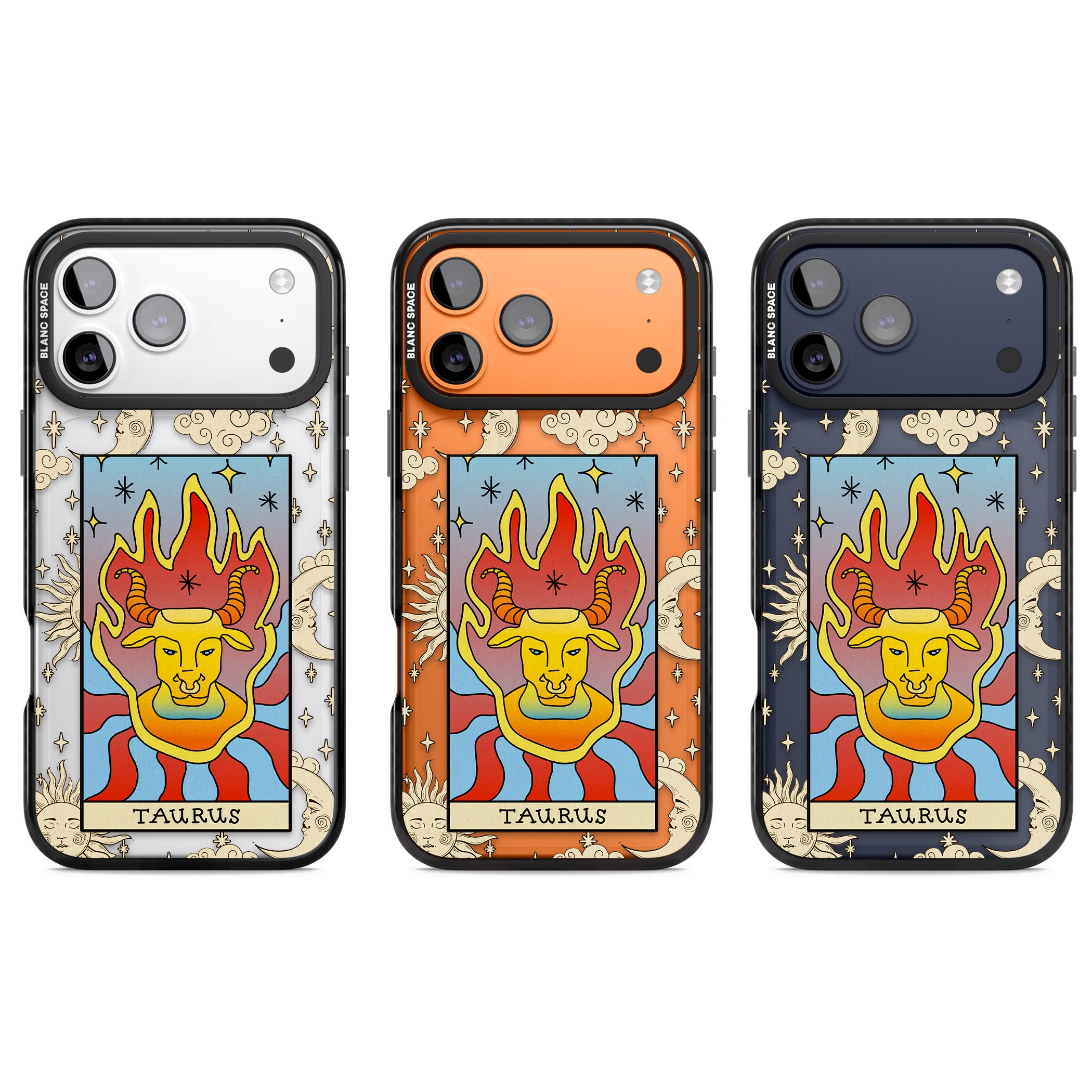 Celestial Zodiac Taurus iPhone 17 Pro Impact Black Phone Case APT Impact Protection