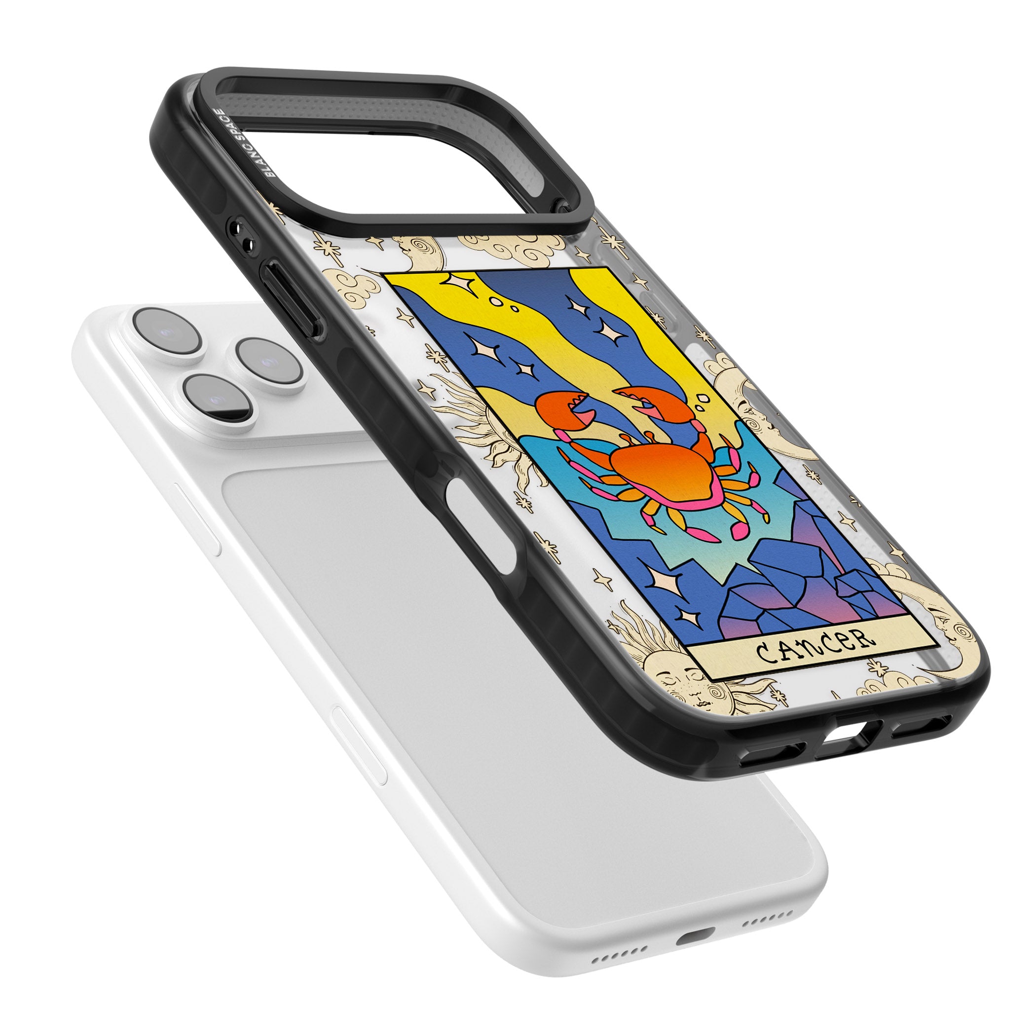 Celestial Zodiac Cancer iPhone 17 Pro Impact Black Phone Case Colours