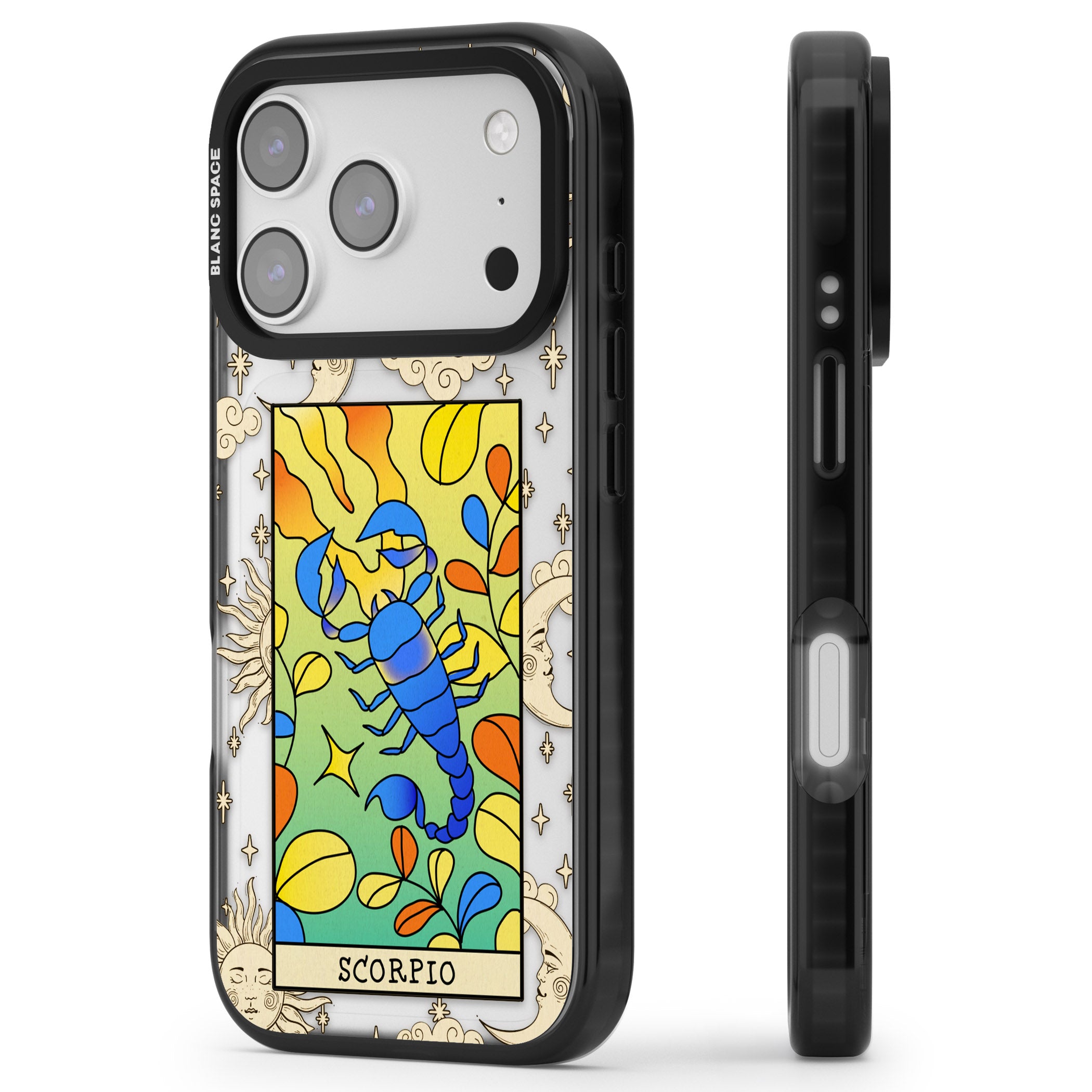 Celestial Zodiac Scorpio iPhone 17 Pro Impact Black Phone Case Side Profile