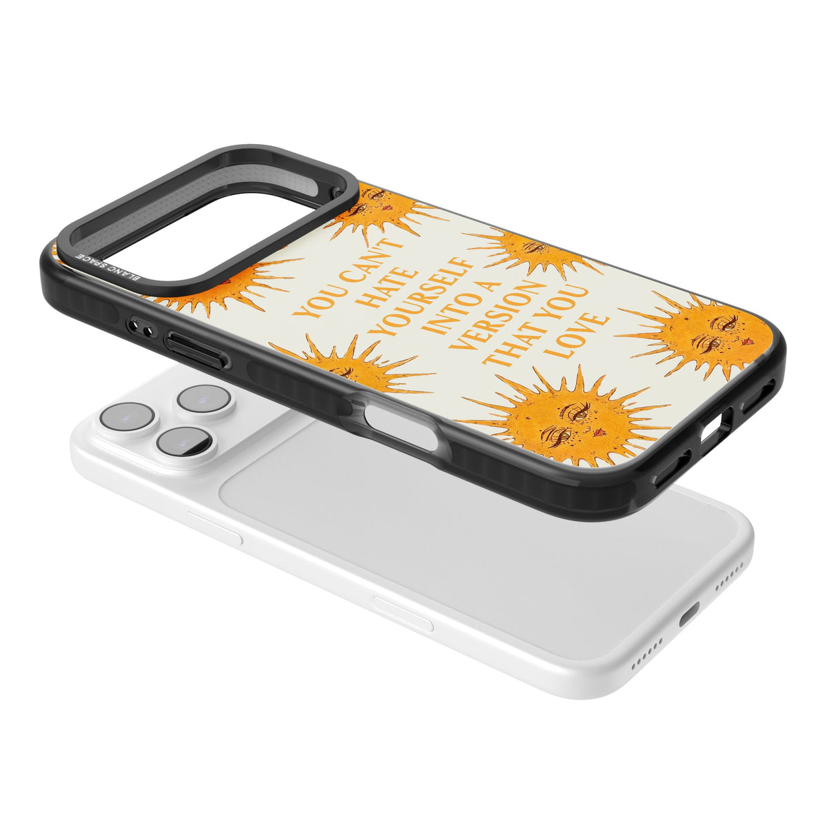 Don't Hate Yourself iPhone 17 Pro Max Impact Black Phone Case angled