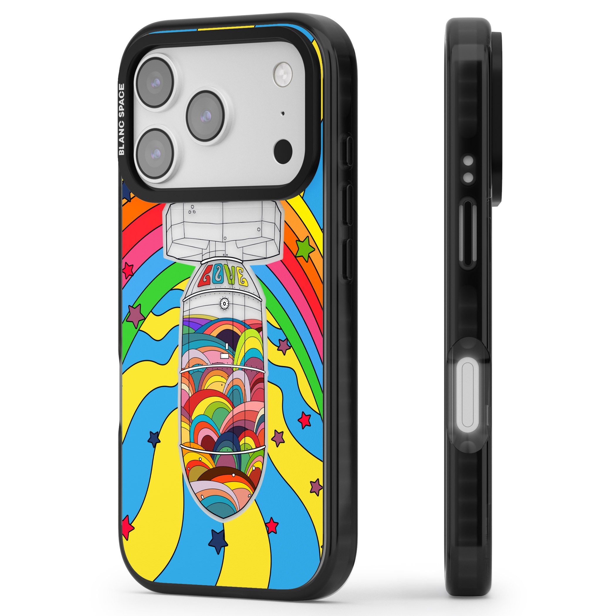 Love Bomb iPhone 17 Pro Impact Black Phone Case Side Profile