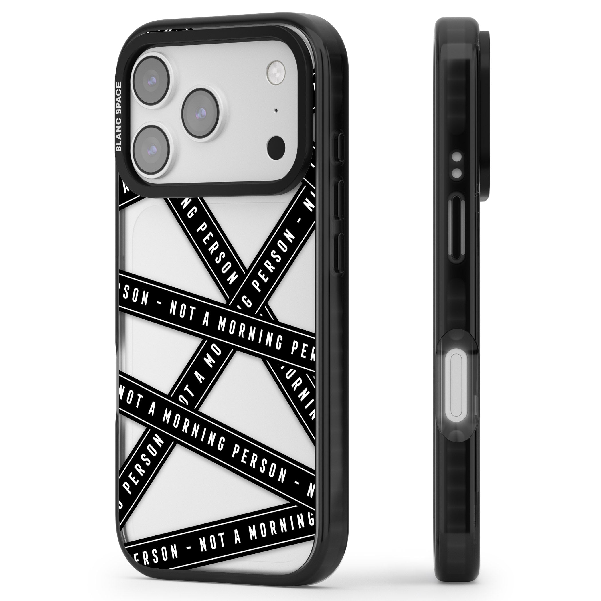 Not A Morning Person iPhone 17 Pro Impact Black Phone Case Side Profile