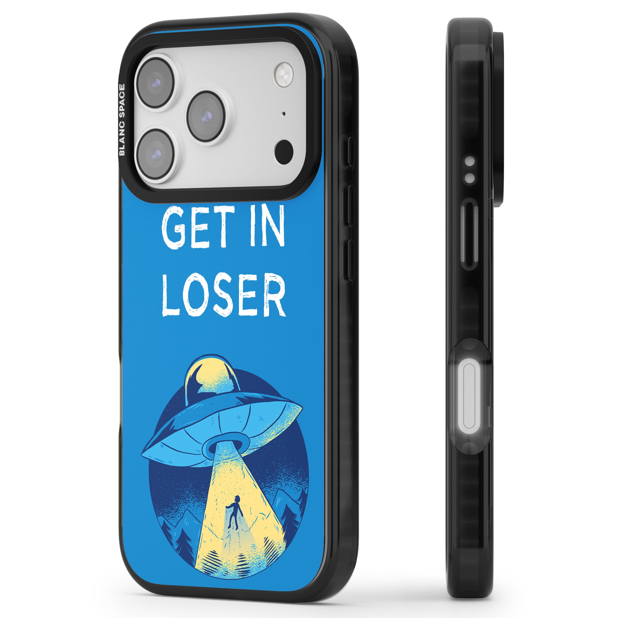 Get In Loser Ufo iPhone 17 Pro Impact Black Phone Case Side Profile