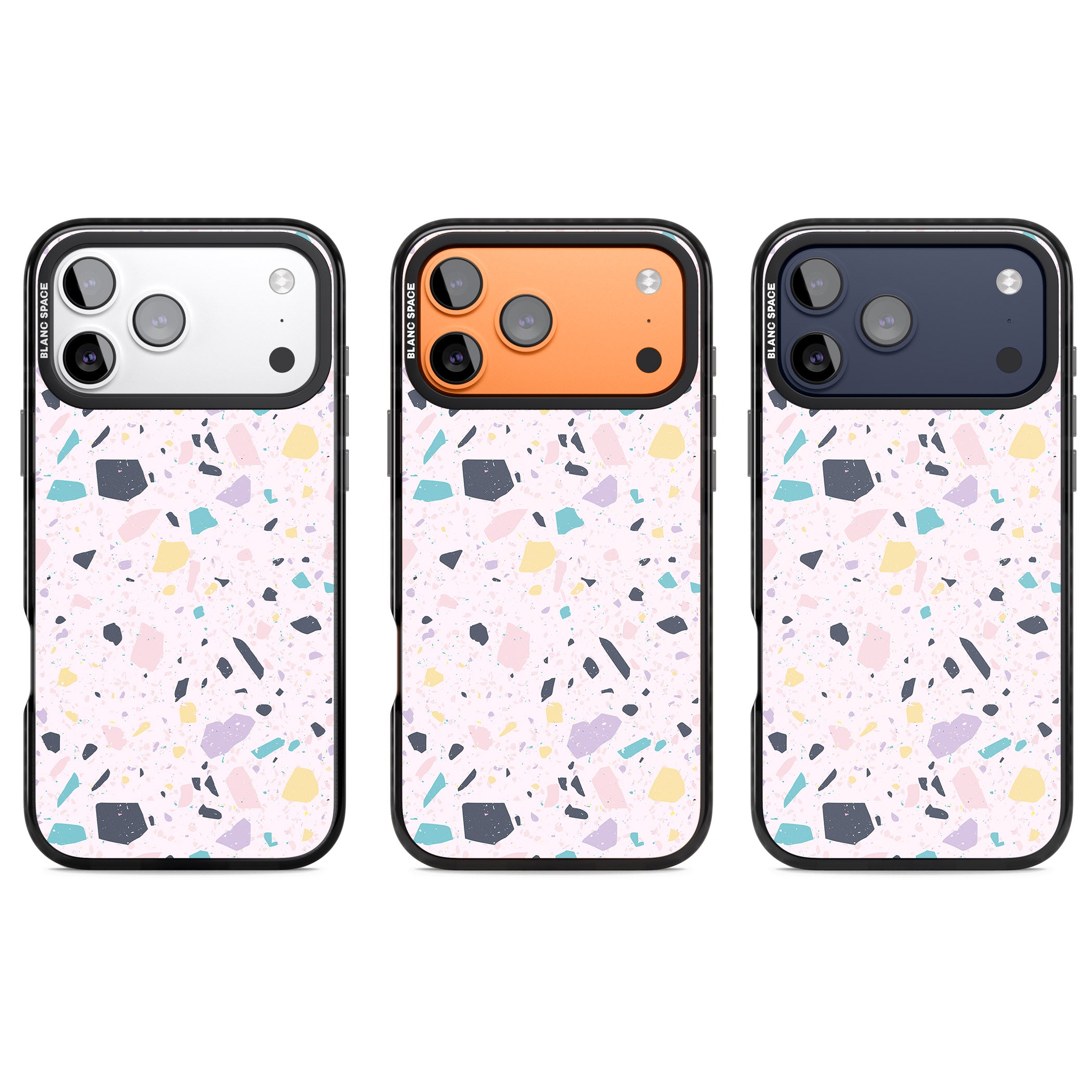 Pink, Purple & Turquoise Terrazzo Pattern iPhone 17 Pro Impact Black Phone Case APT Impact Protection