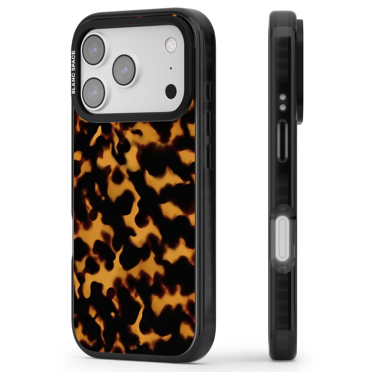 Amber Tortoise tortoiseshell iPhone case featuring warm amber and dark brown marble resin pattern | Clear Impact case for iPhone 17 Pro, iPhone 17 Pro Max
