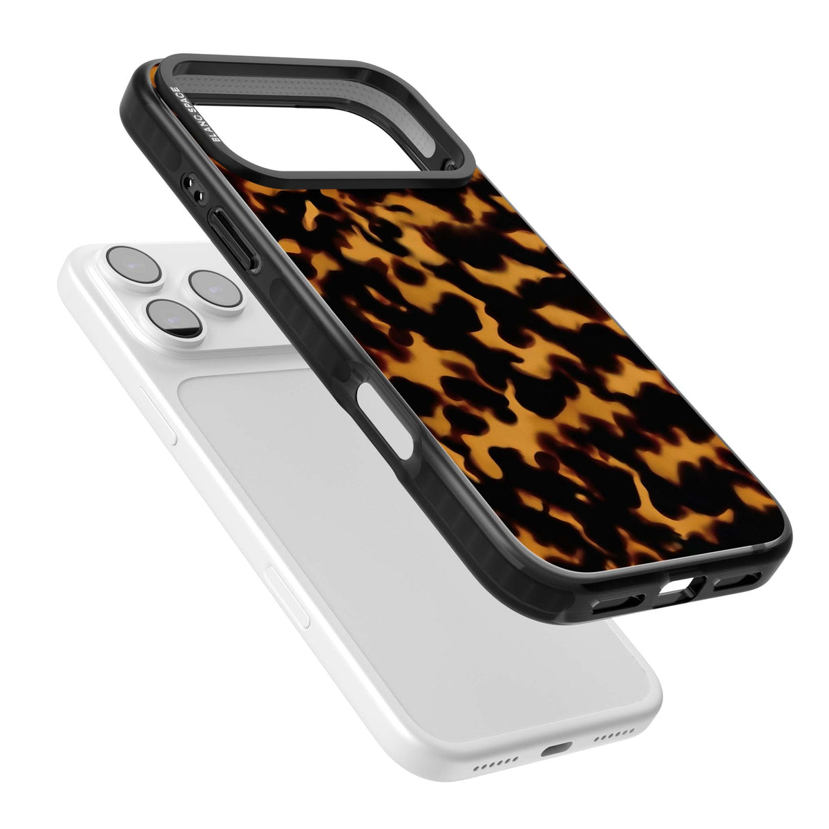Amber Tortoise tortoiseshell iPhone case featuring warm amber and dark brown marble resin pattern | Clear Impact case for iPhone 17 Pro, iPhone 17 Pro Max