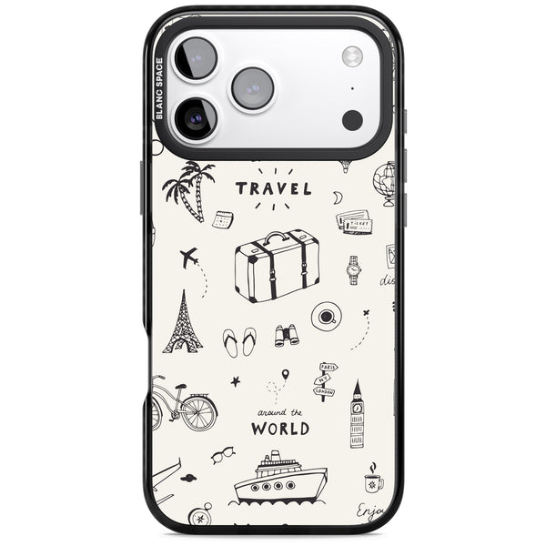 Cute Travel Pattern, White On