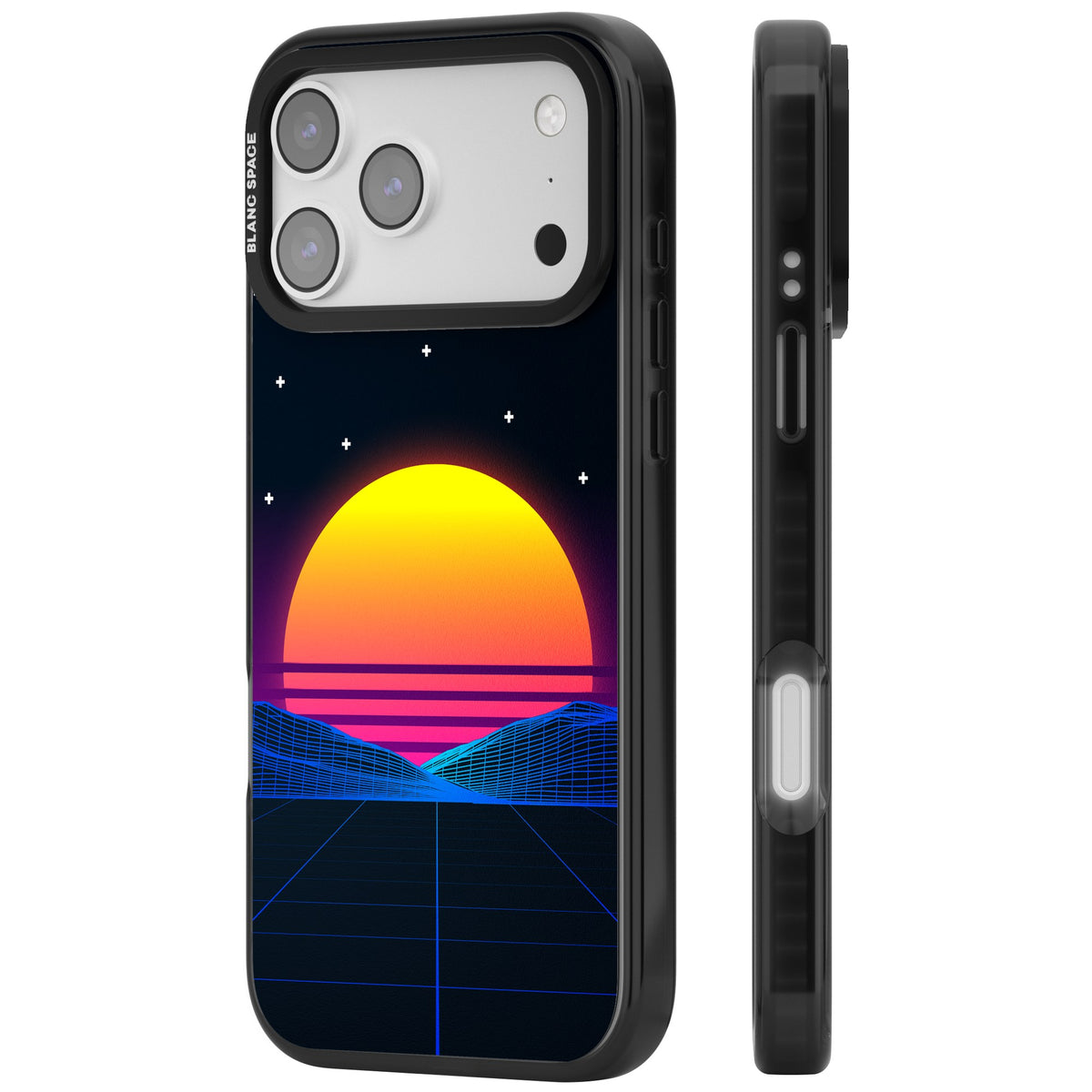 Sunset Vaporwave iPhone 17 Pro Max Impact Black Phone Case side